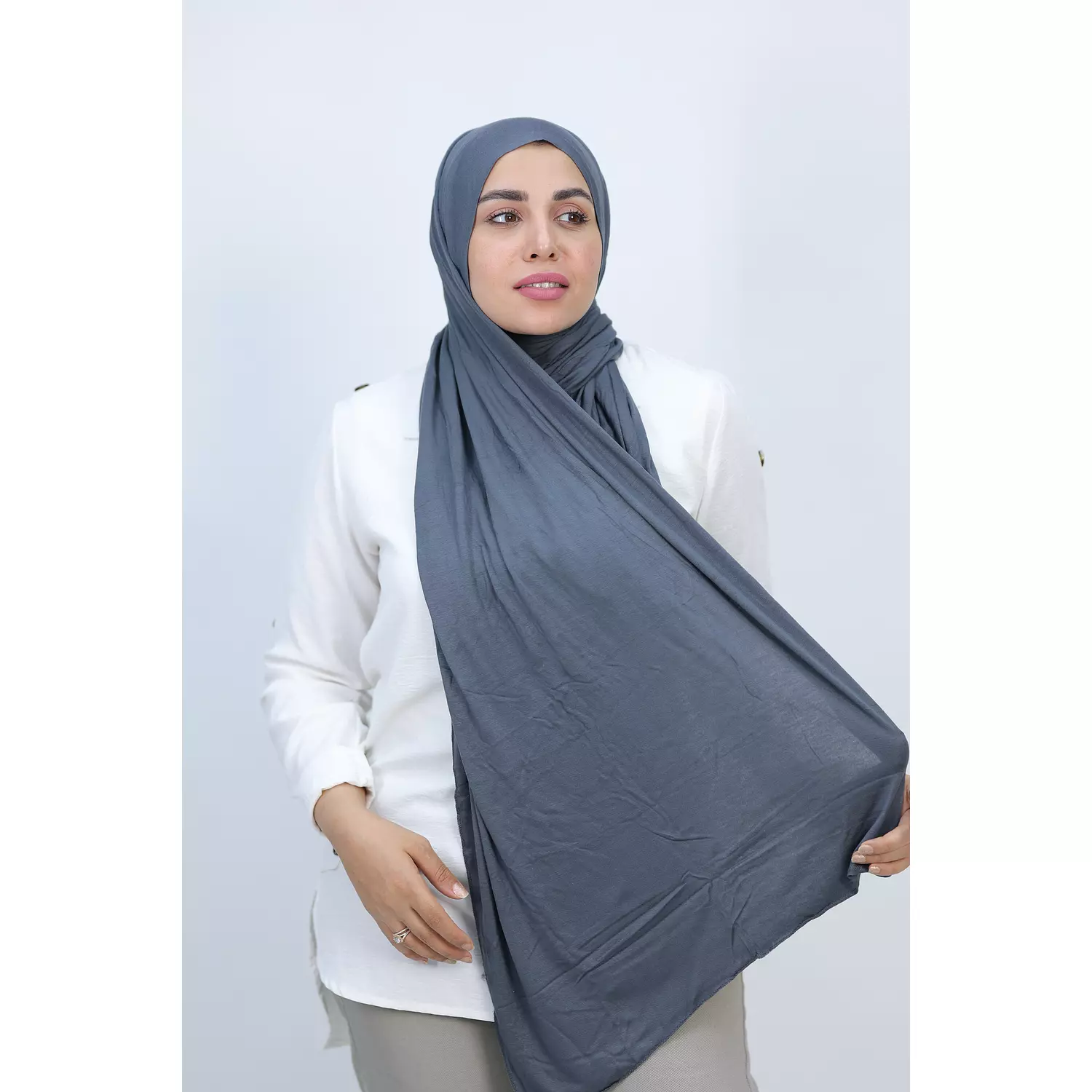 Jada Cotton Lycra Gel Hijab - Grey 1