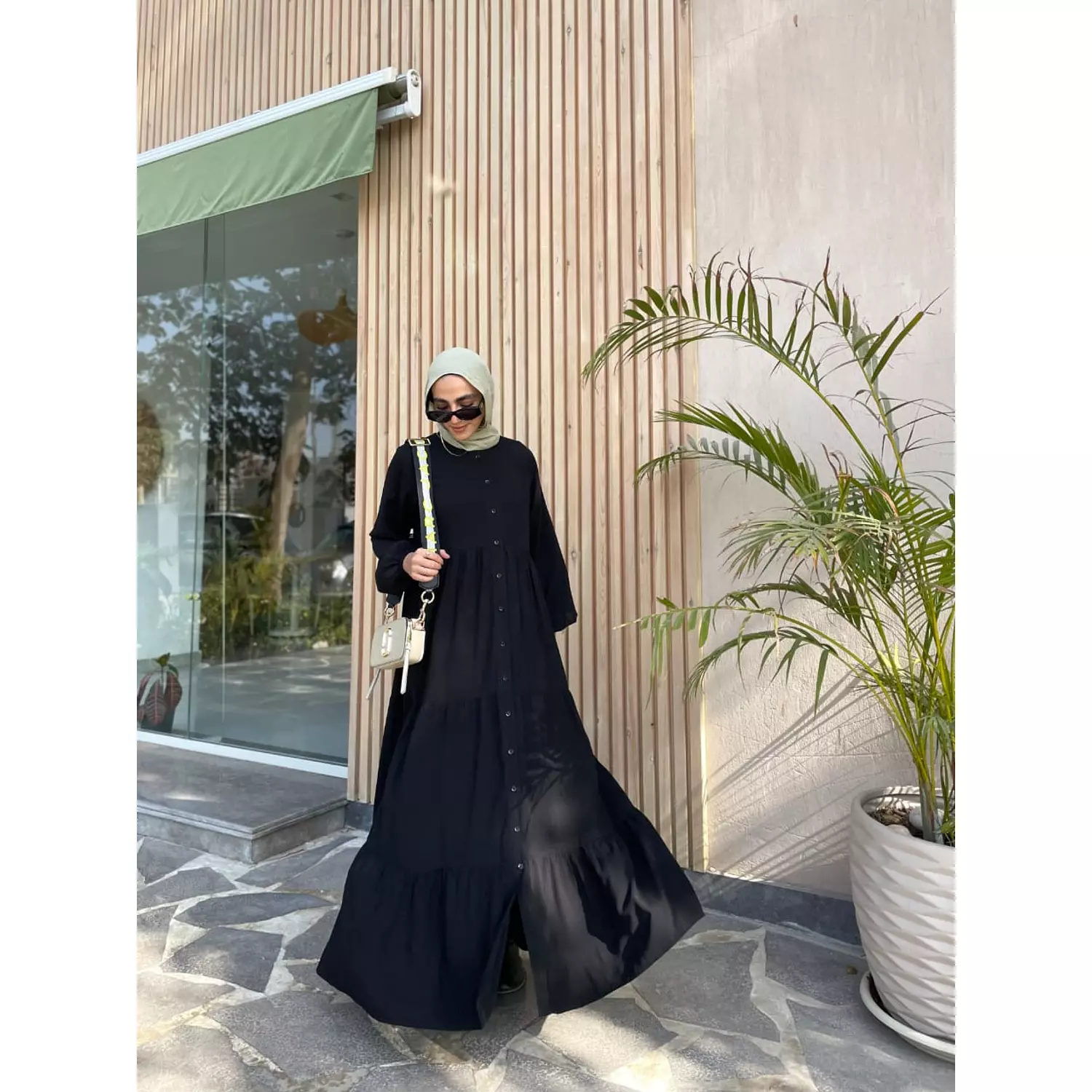 Layered buttoned Abaya  0