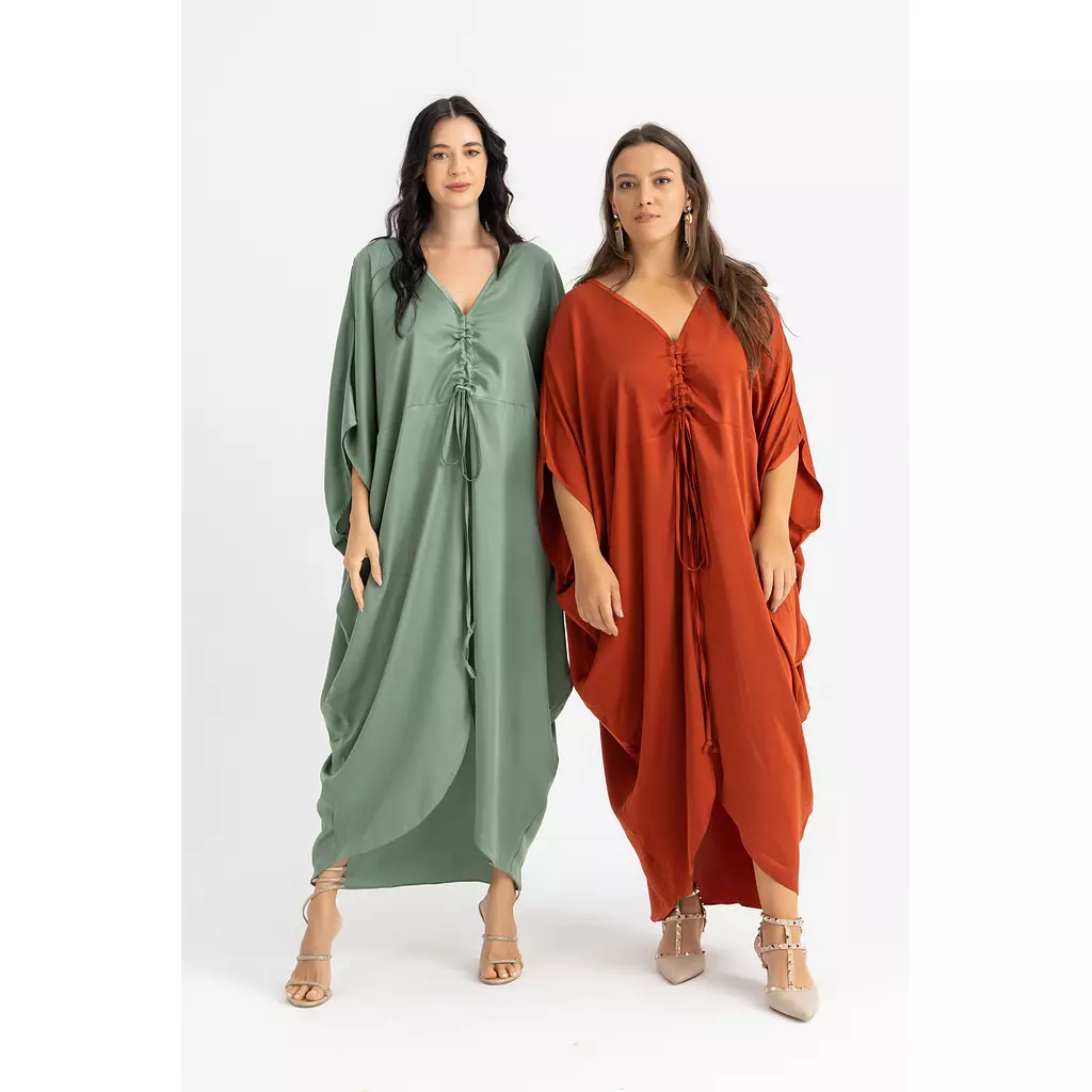 The KAMILIA gathered satin kaftan