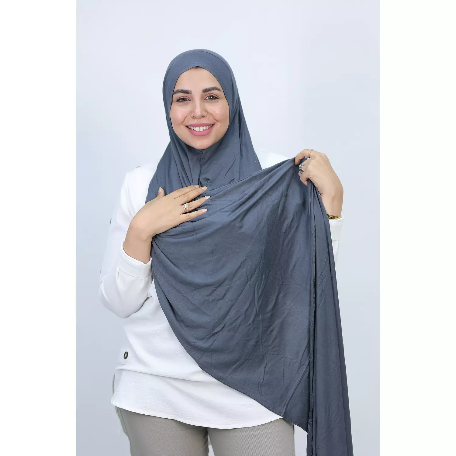 Jada Cotton Lycra Gel Hijab - Grey hover image