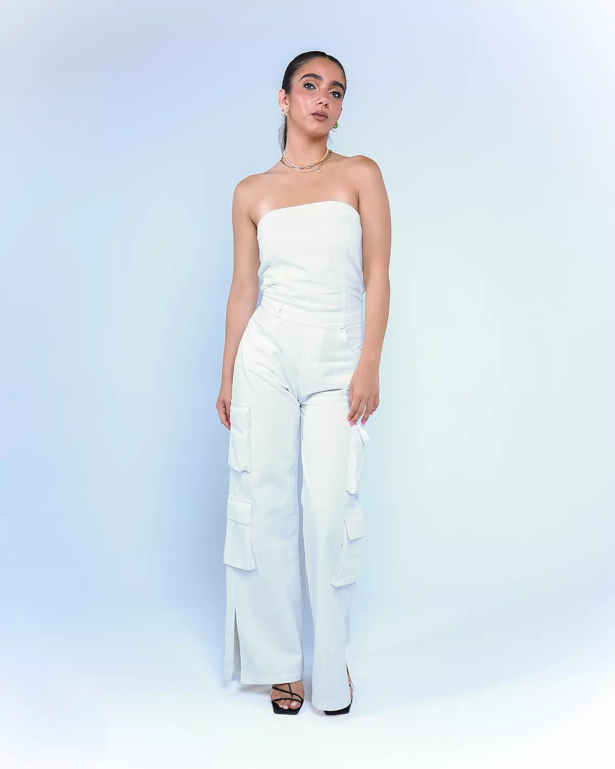 White Bandeau Jumpsuit  hover image