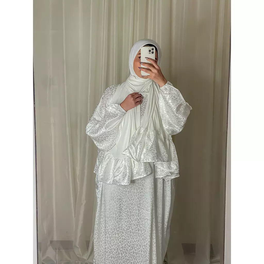 silk off white pray dress