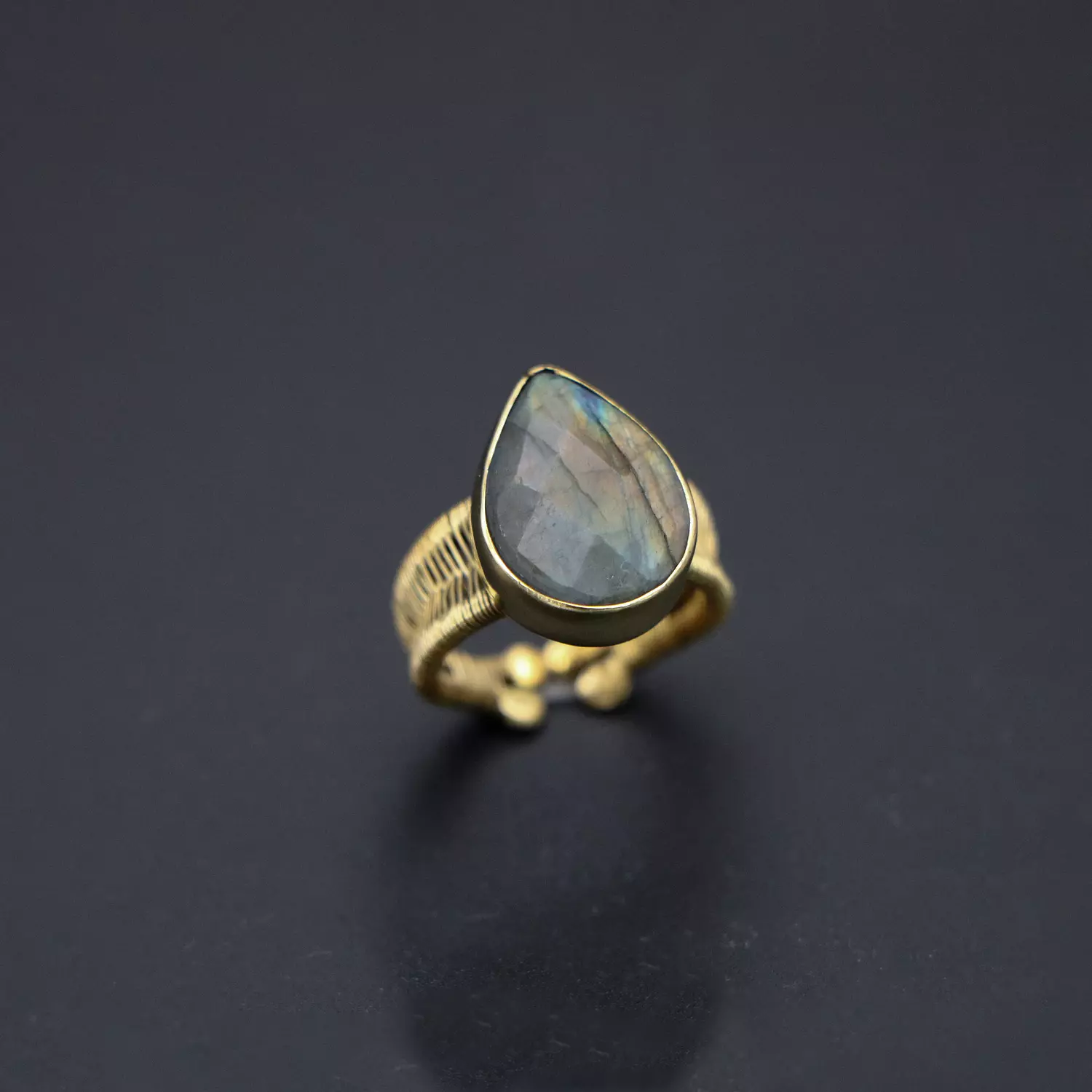 Brass ring with labradorite gemstone. 1