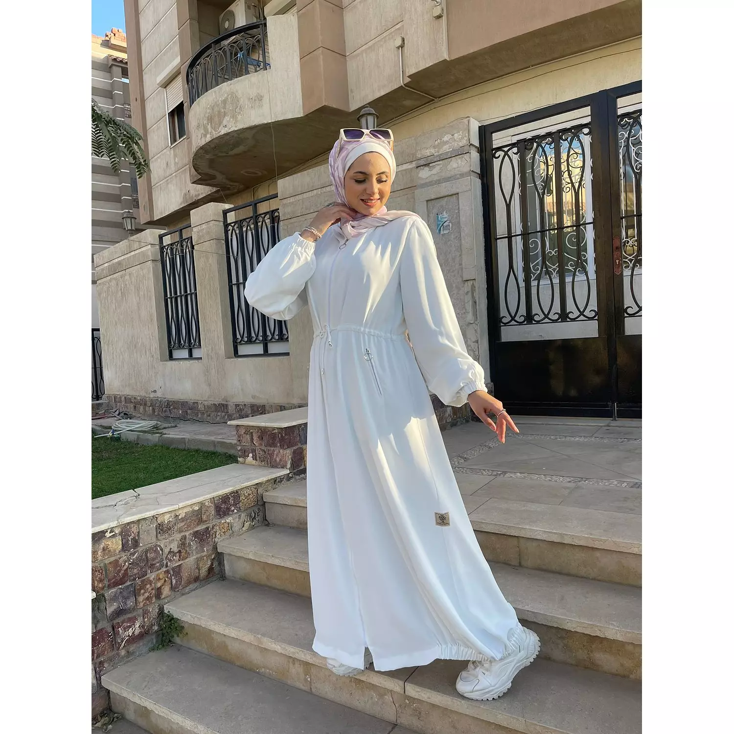 White Crepe Abaya hover image