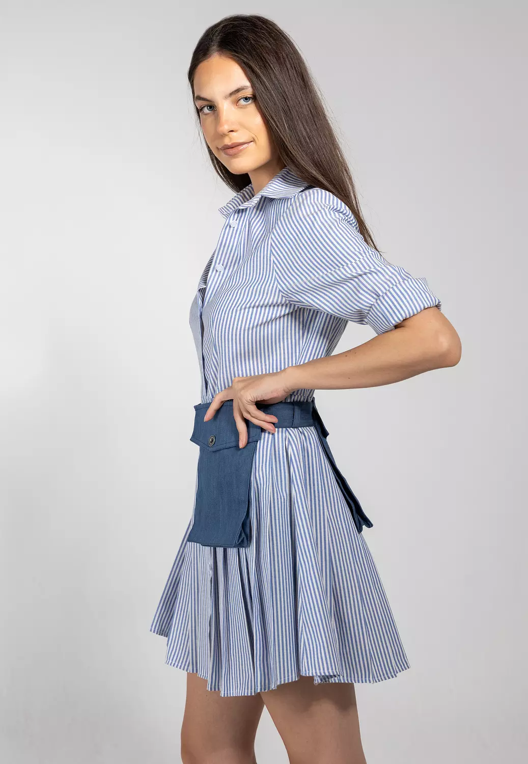 Pleated Denim Mini Skirt - sosorella