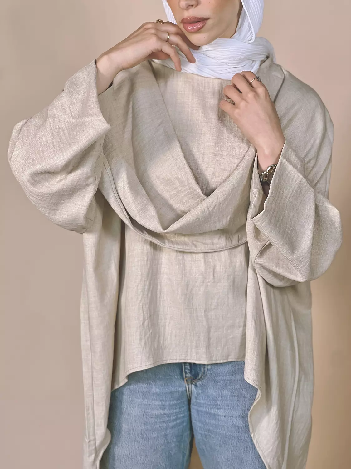 Beige Drape Tunic  1