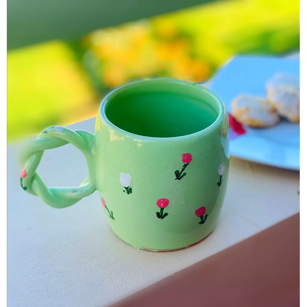 curly Mint Floral mug