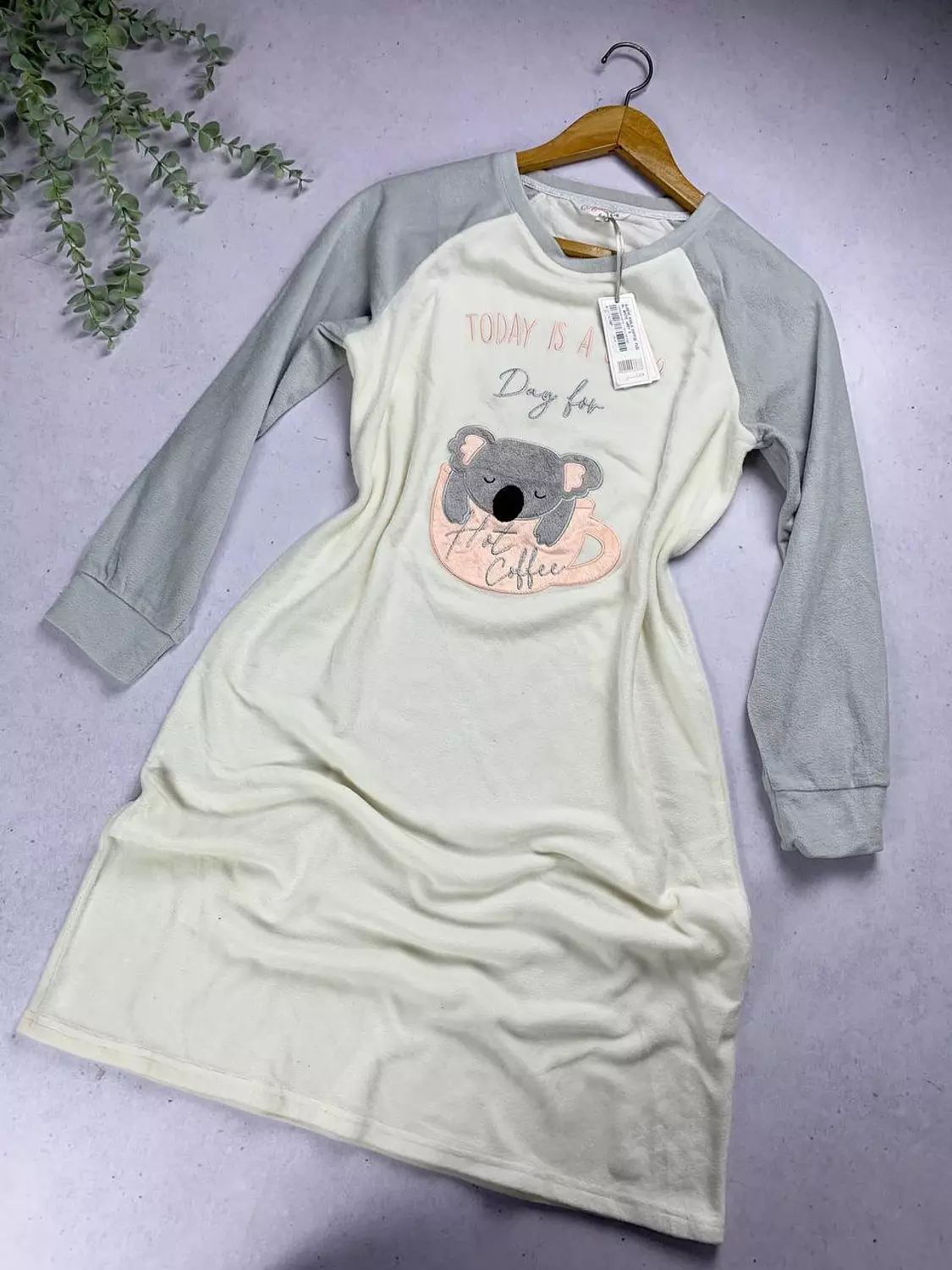 Cute cozy fleece sleeping shirt from Anabelle hover image