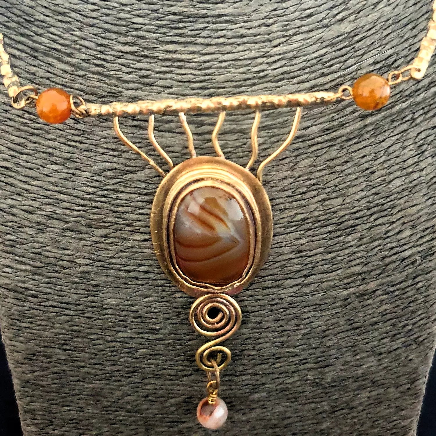 Brass necklace with agates 2