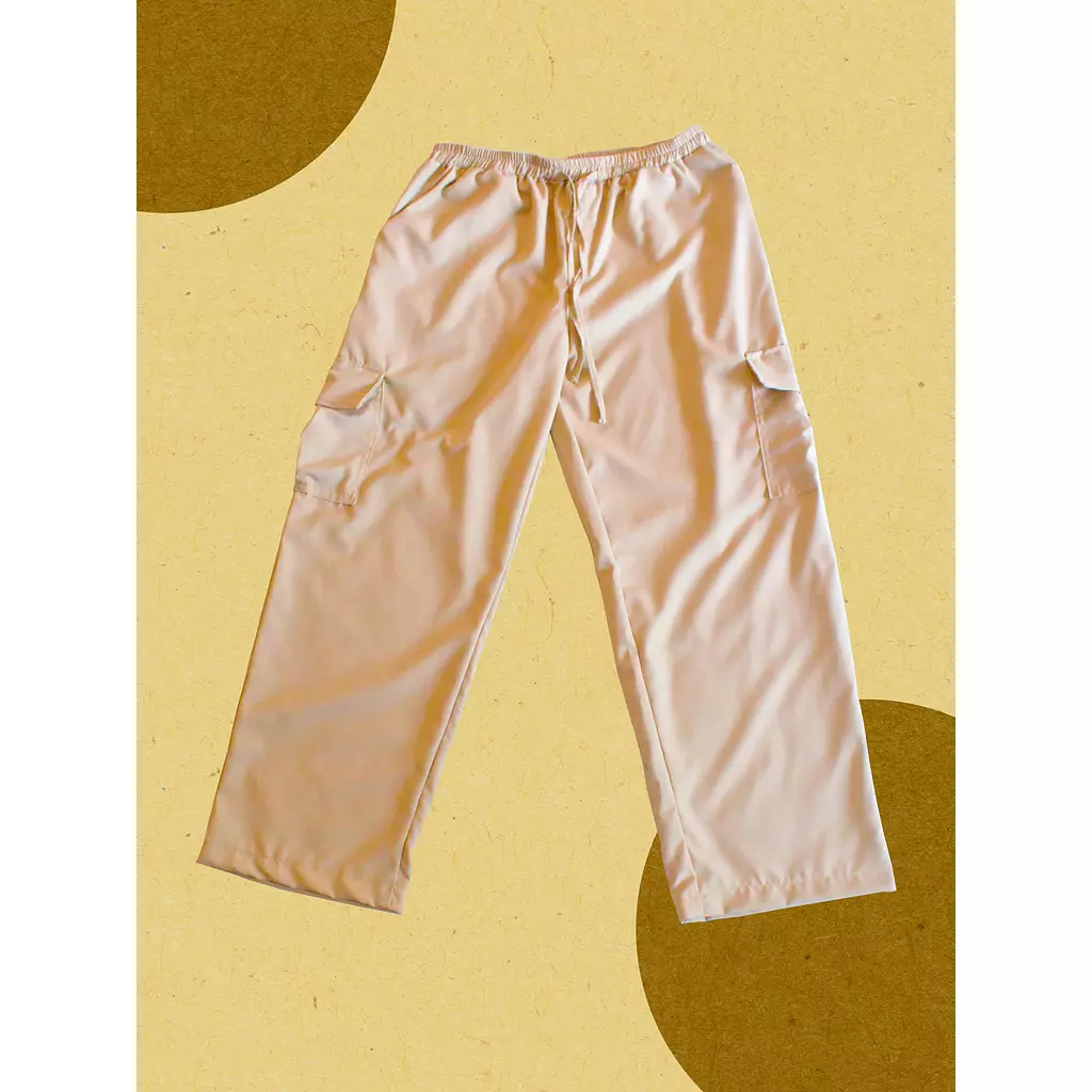 Beige Cargo Linen Pants