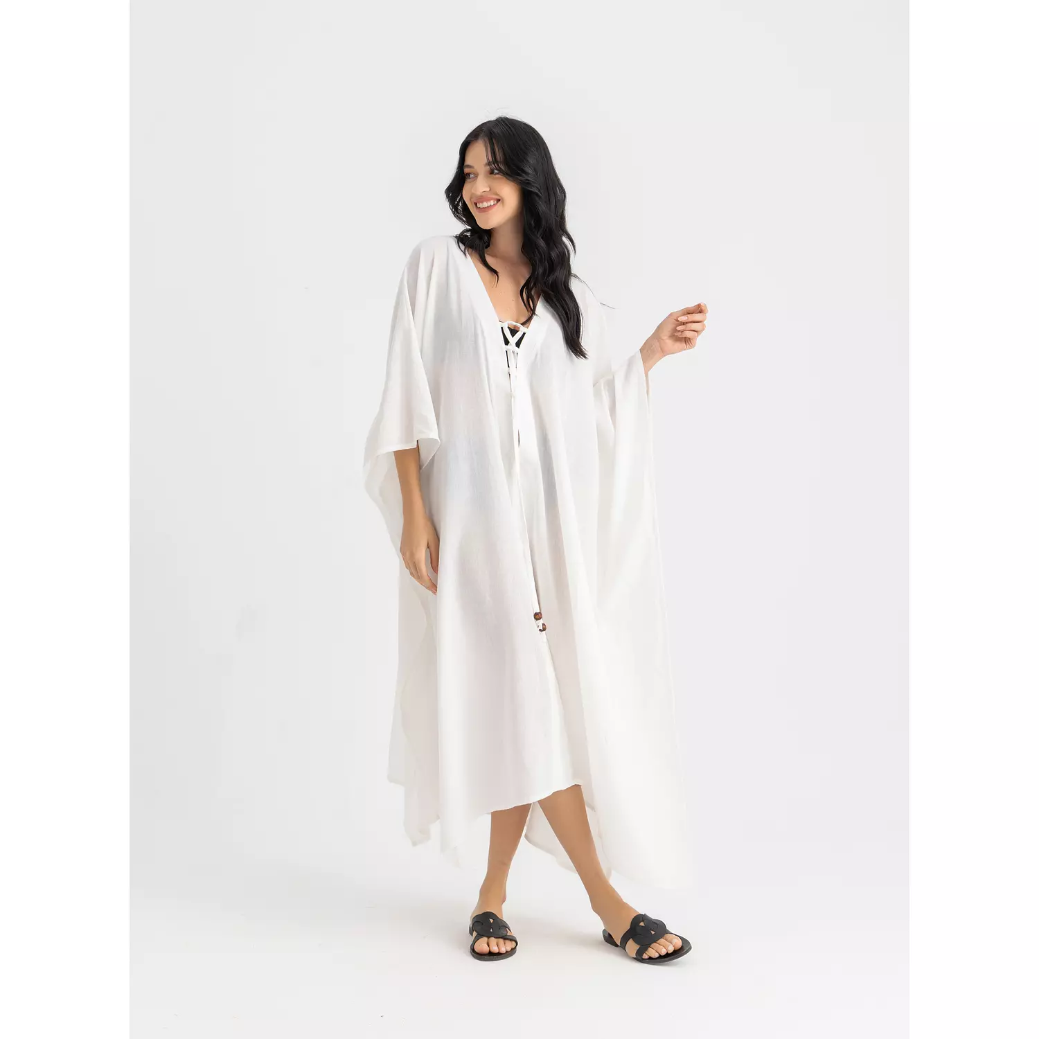 The VOUVA maxi linen kaftan  hover image