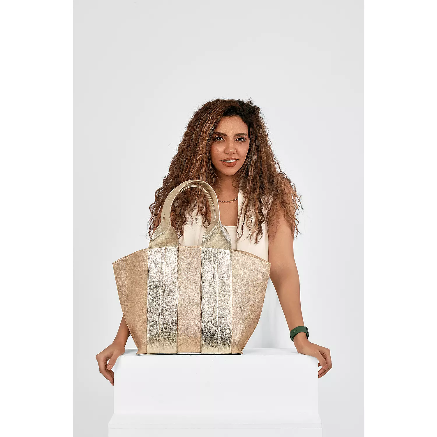  BLINGY Tote bag - Gold glittery jeans & Silver  hover image