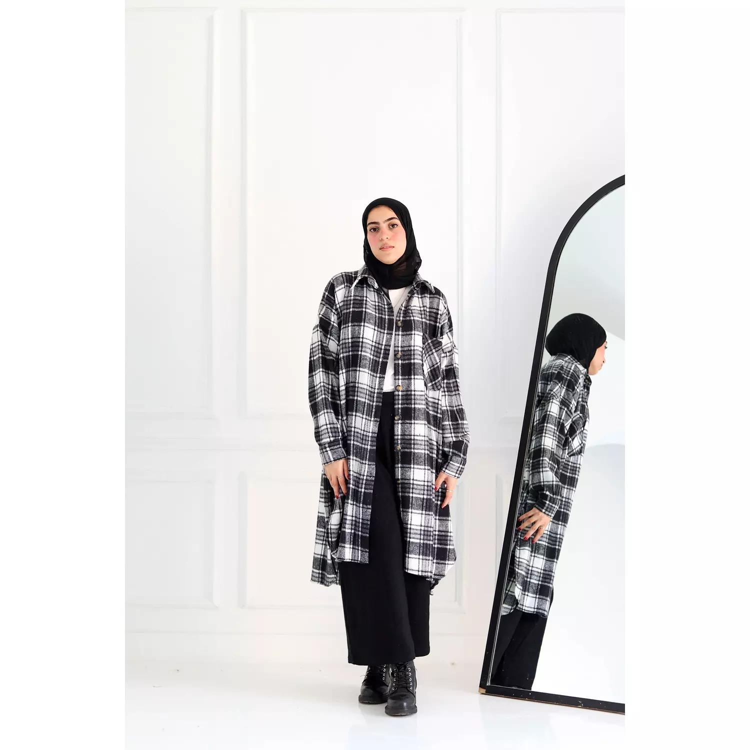 Black & White Checkered Oversize Shirt hover image