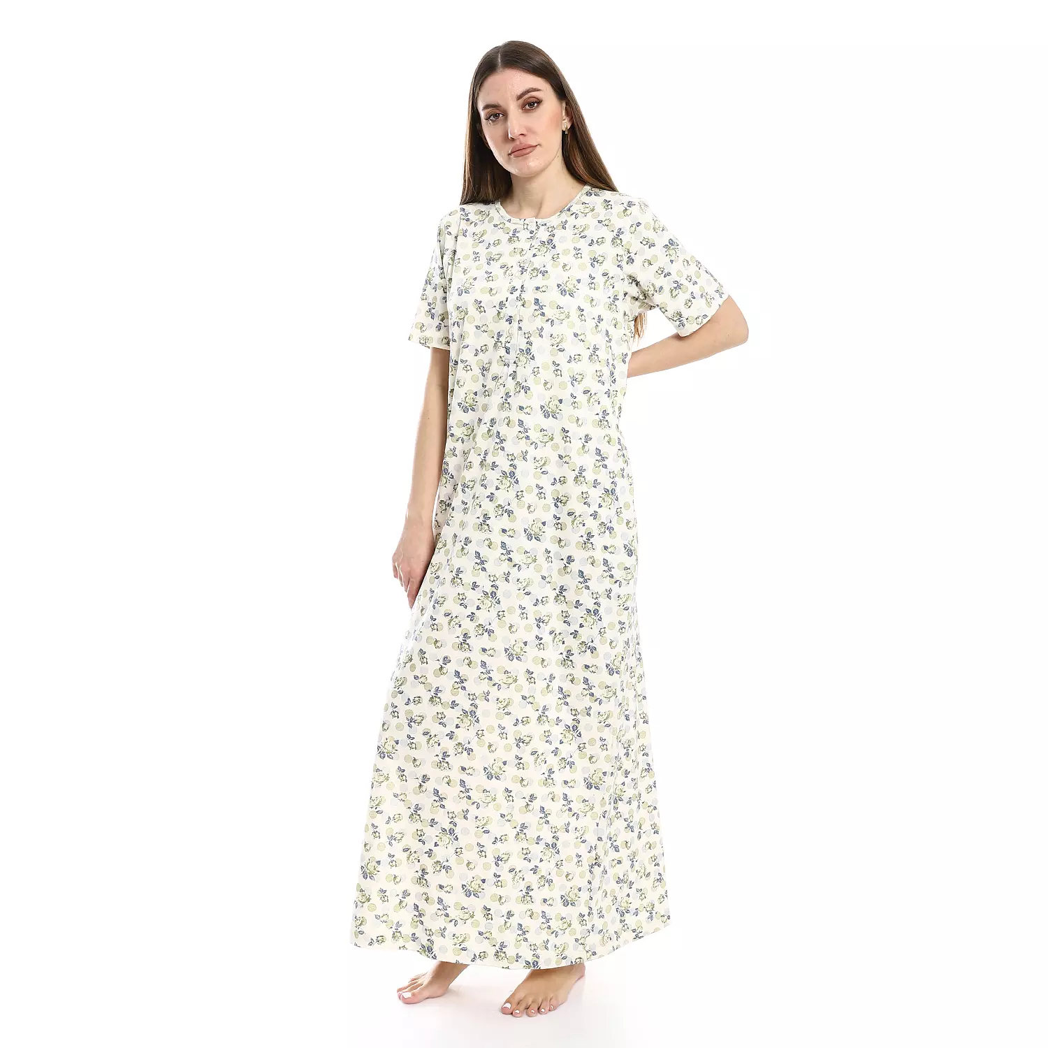 Women Nightgown Floral Pattern - 2488 - Light Blue 1