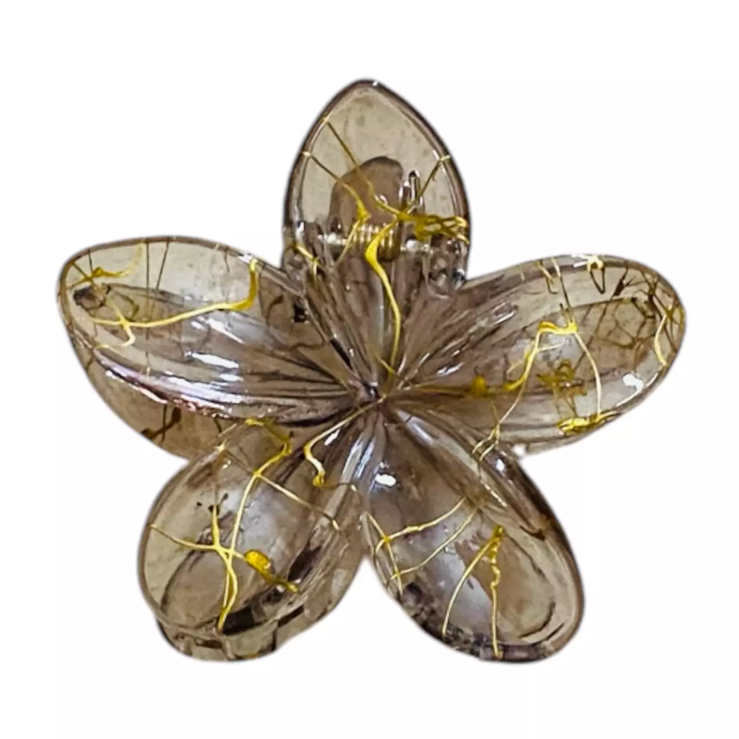 Light Brown Transparent Ink Splashed Flower Claw Clips hover image