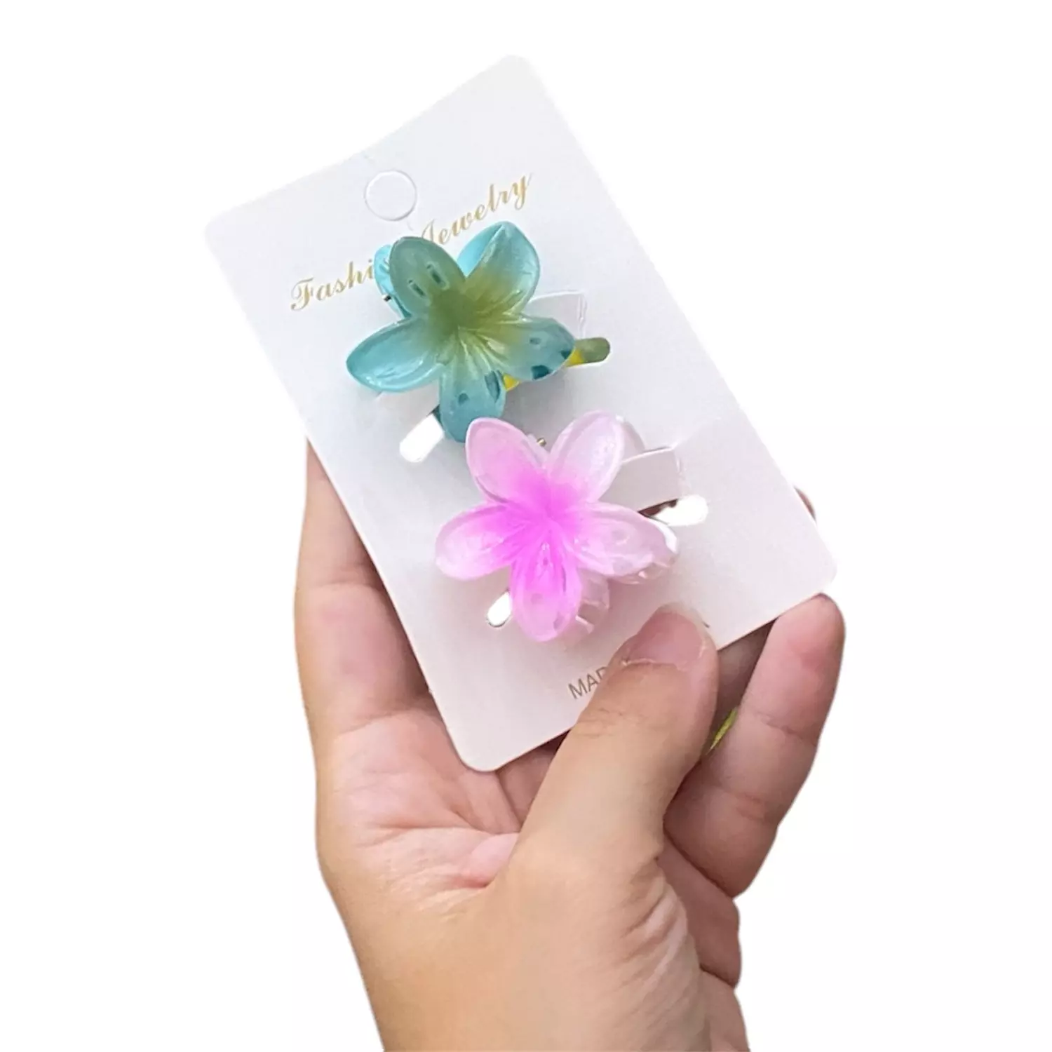 Mini Blue/Pink Flower Claws 2 Pc Set hover image