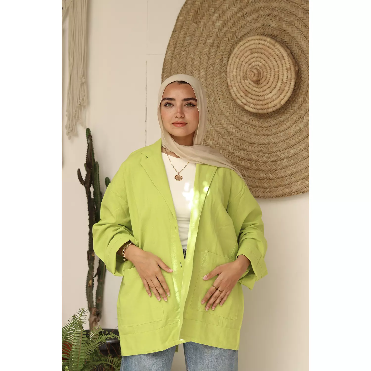 Linen jacket -Lime-2nd-img
