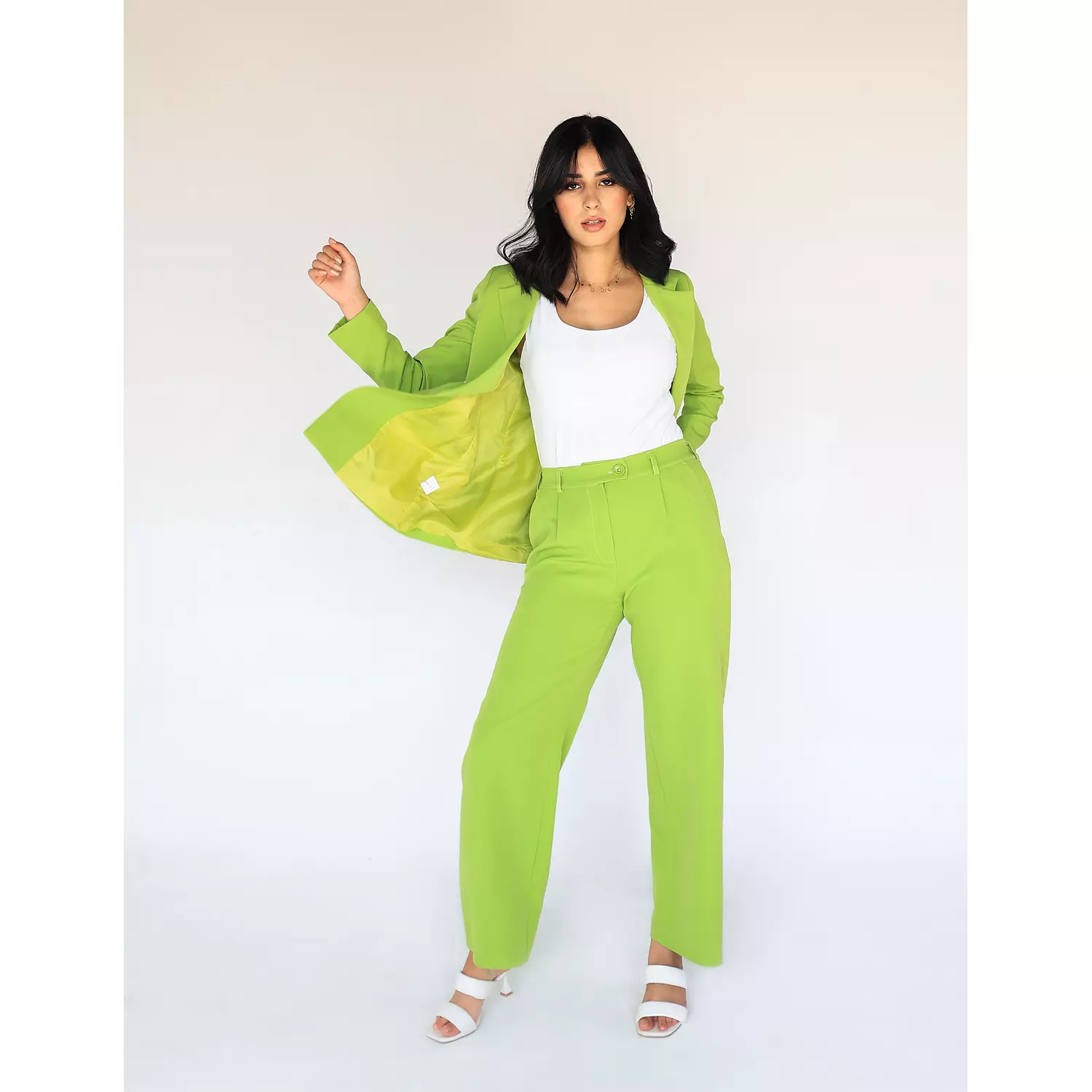 Green Apple Wide-leg Straight Mid Pants 2