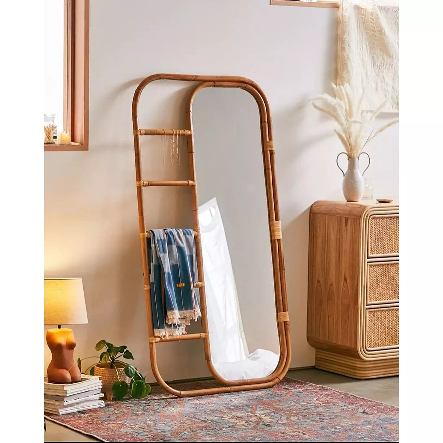bamboo ladder mirror hover image