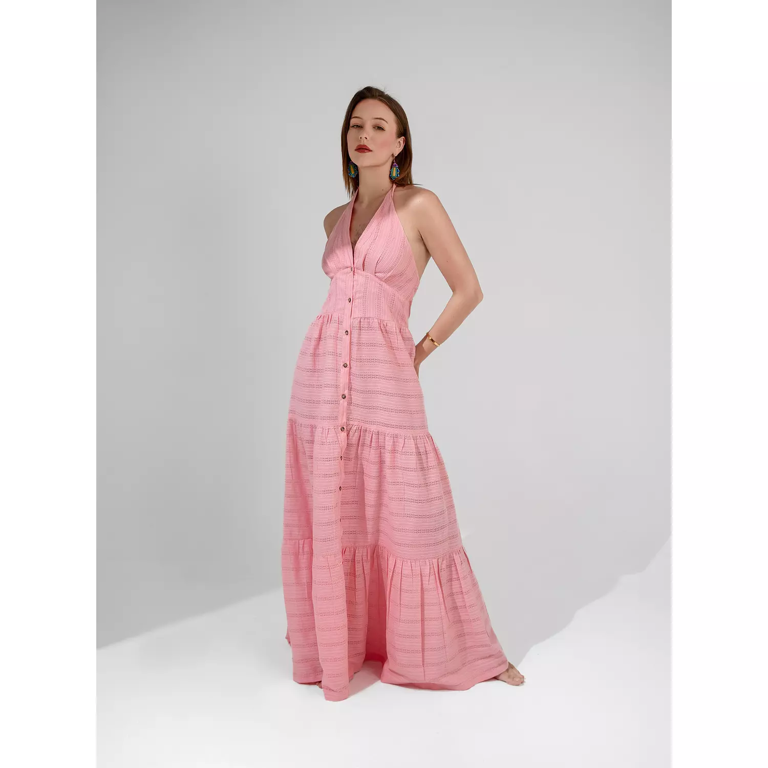 Camille halter neck maxi dress - Pink hover image