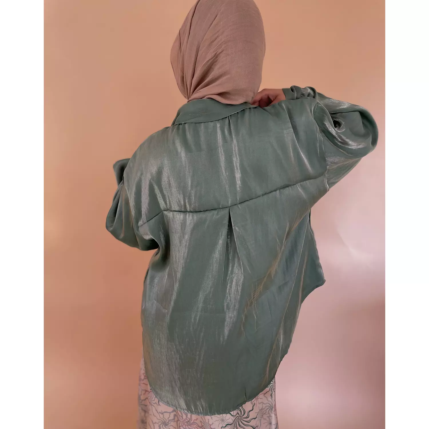 Oversized Metallic Shirt - Mintgreen Shimmer  2