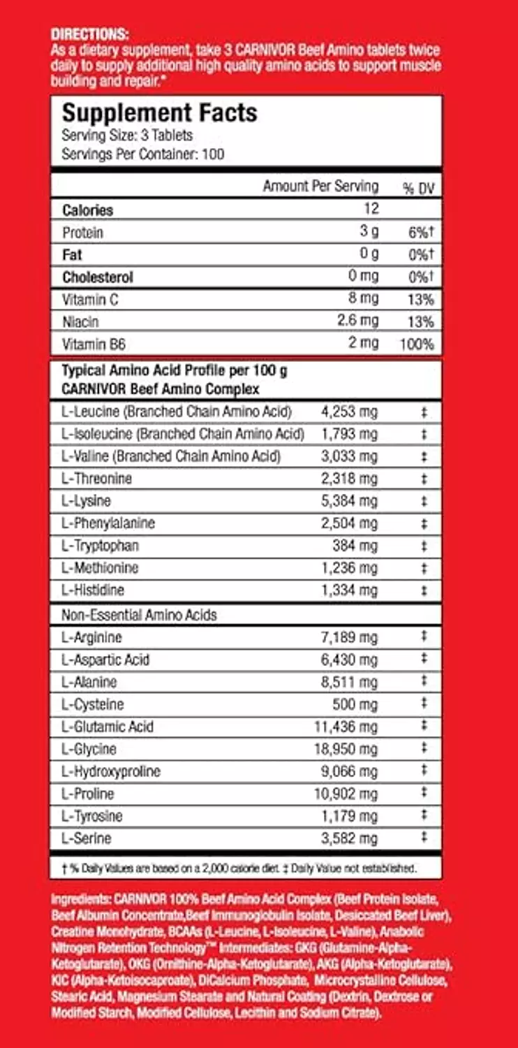 Muscle Meds Carnivor Beef Aminos 300 Tablets 1