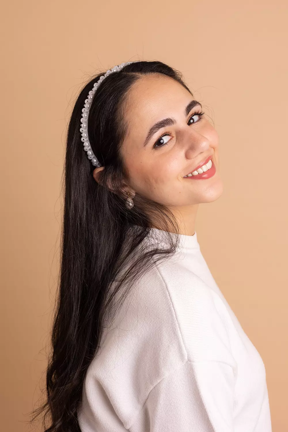 The Beaded Headpiece in White 2