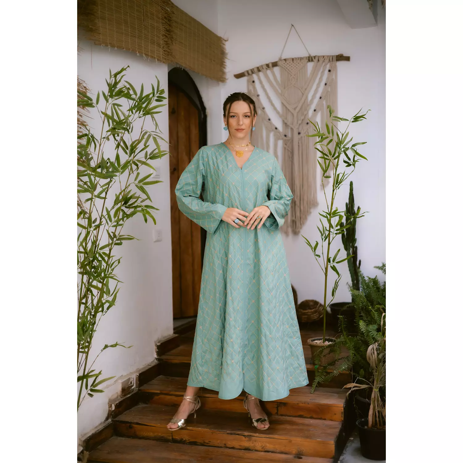 Mint embroidered Dress hover image