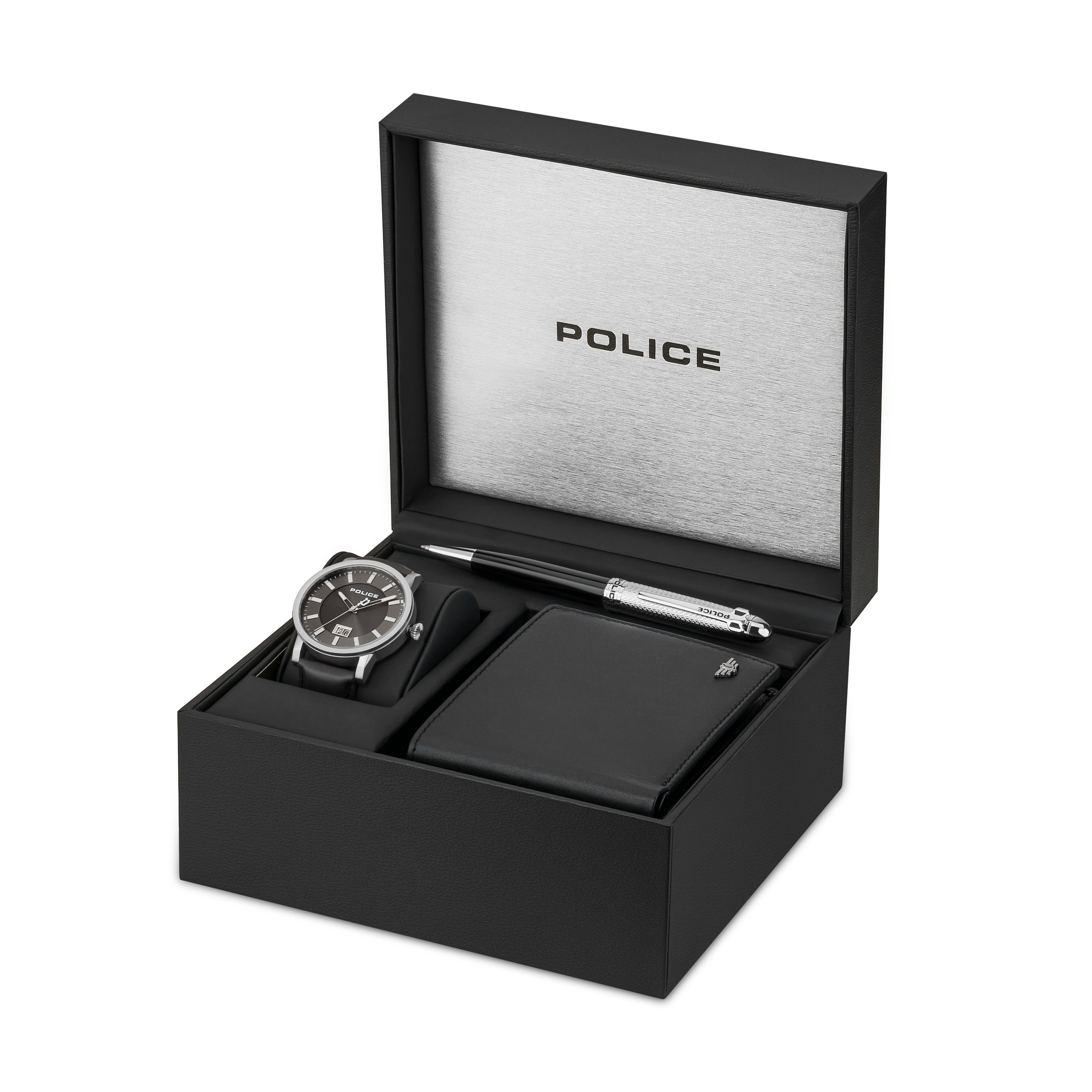 Police Set Box For Men, Watch, Wallet, Pen