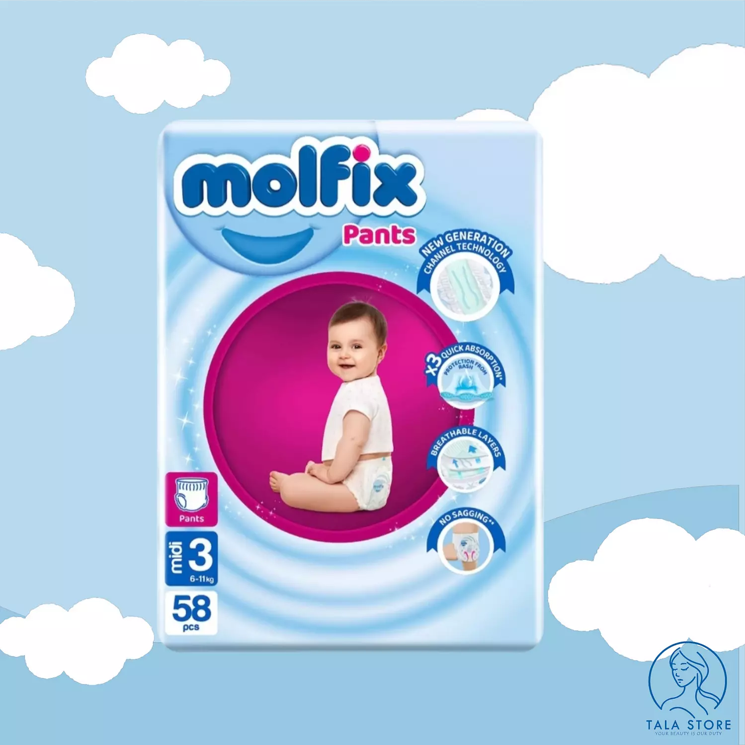 Molfix Diapers Mini Size 3 PANTS – 58 Pcs  hover image