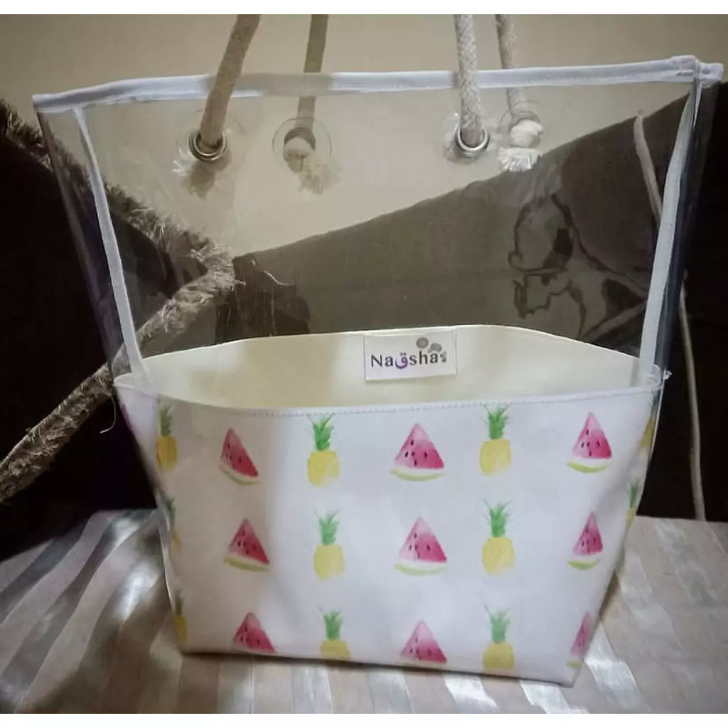 Watermelon Pineapple Half-See Through Tote (by Order)