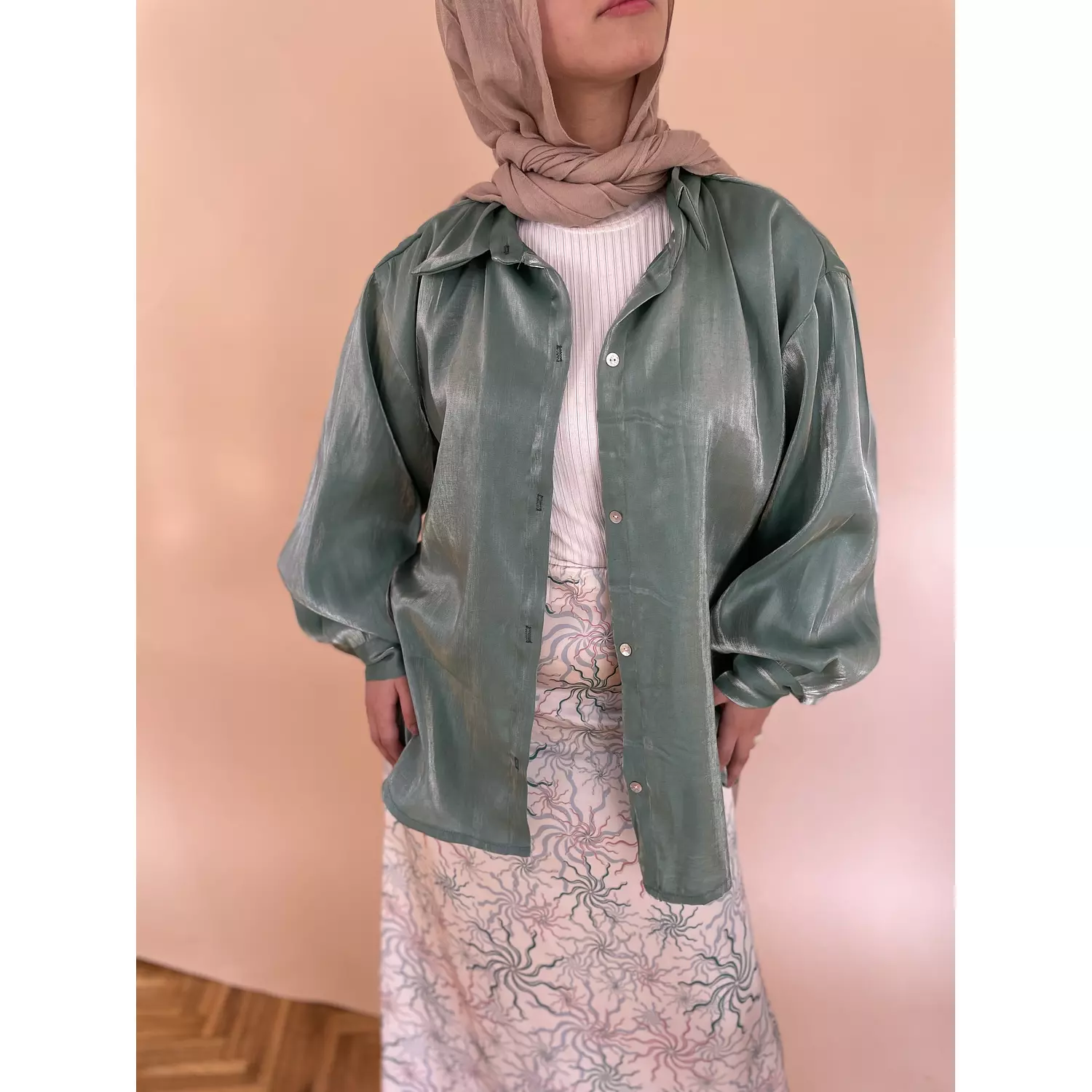 Oversized Metallic Shirt - Mintgreen Shimmer  3