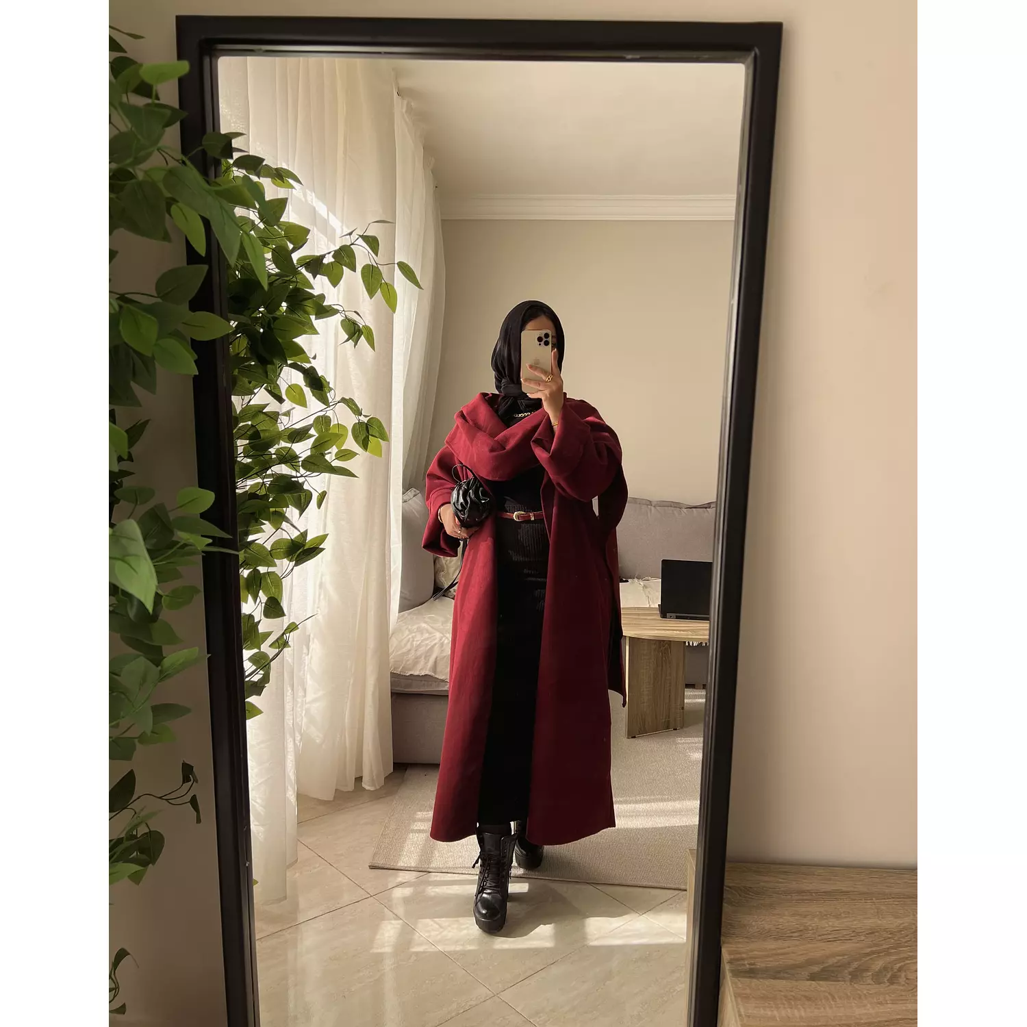 Burgundy coat hover image