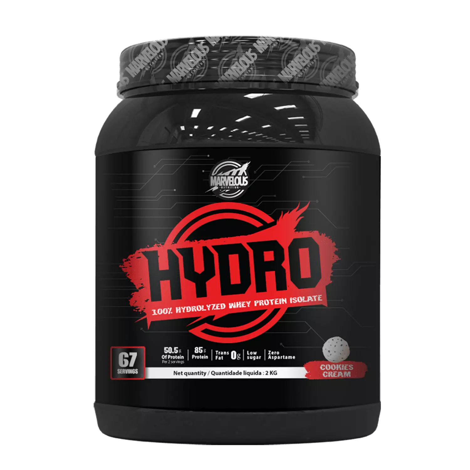 Marvelous Hydro Whey Protein 67serv. 2kg - Cookies and Cream hover image