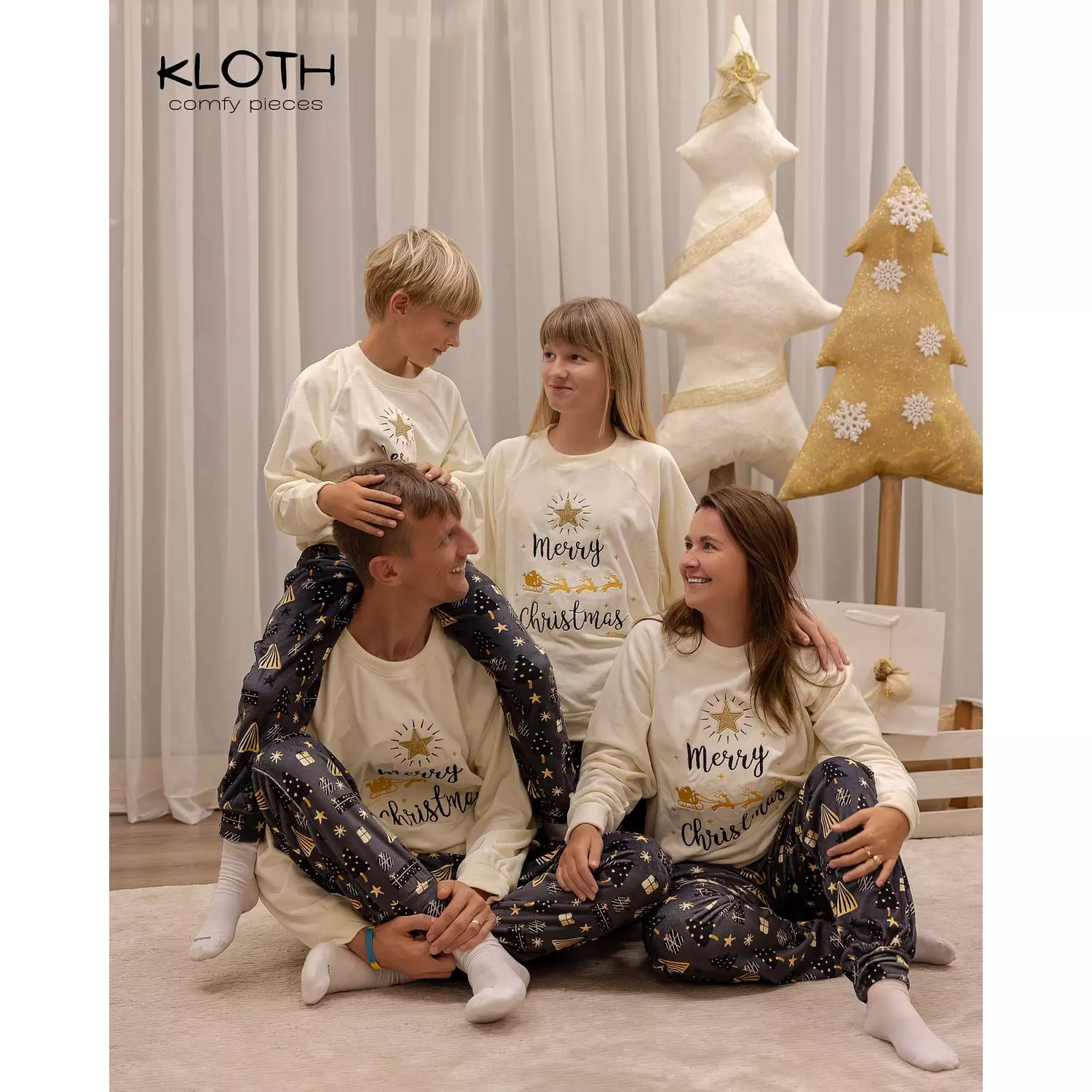 CHRISTMAS PAJAMAS FOR THE FAMILY ( BLACK & GOLD) hover image