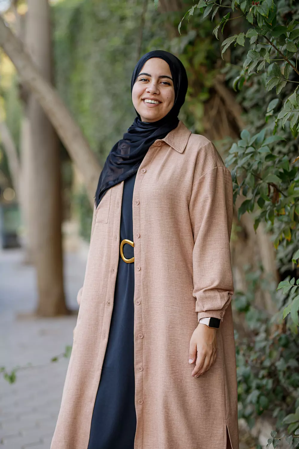 Light Beige Brown Linen Shirt Dress 2