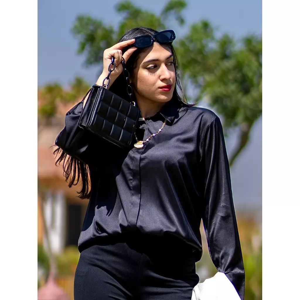 Black satin shirt