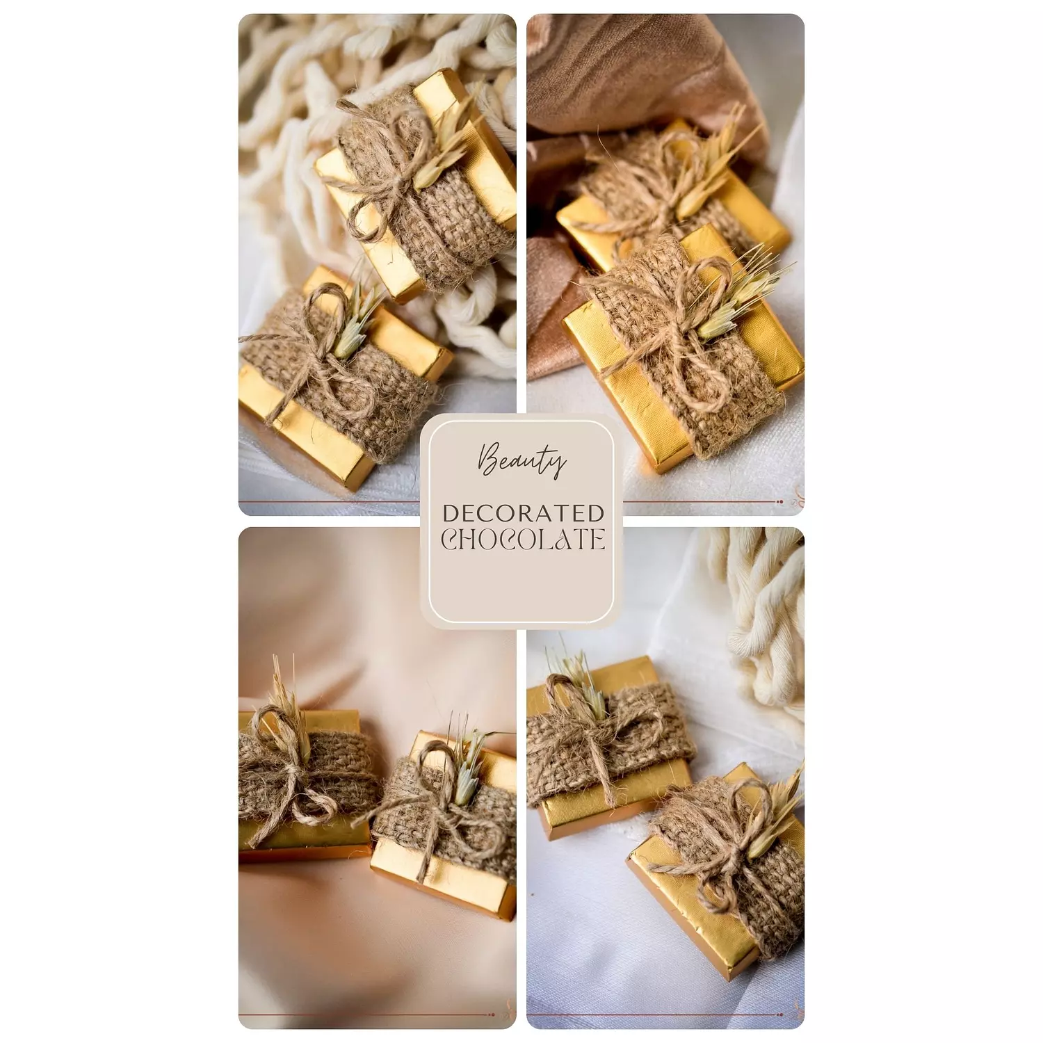 Decorated Chocolate with linen n dry flowers  hover image