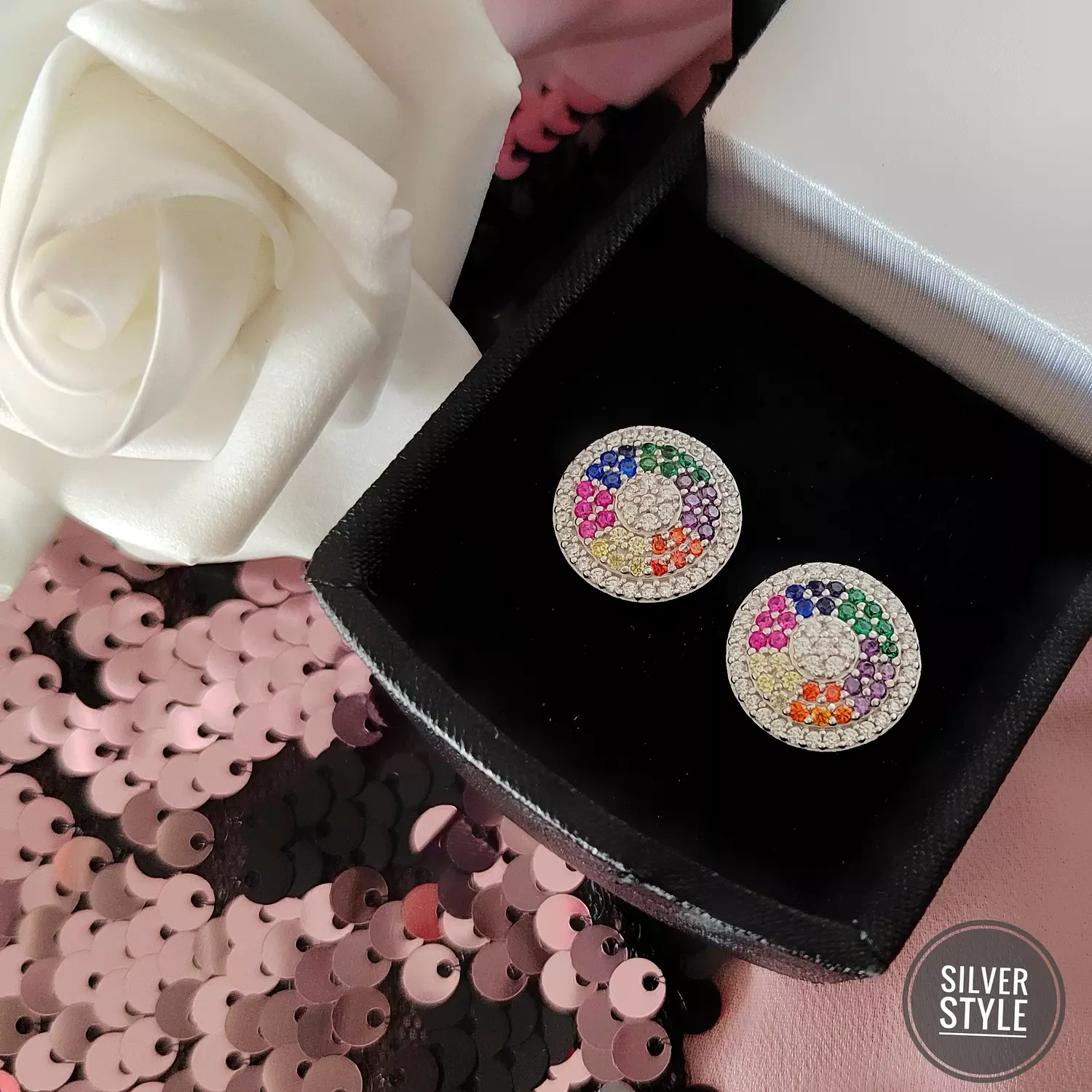 Colorful  big stud Earrings  hover image