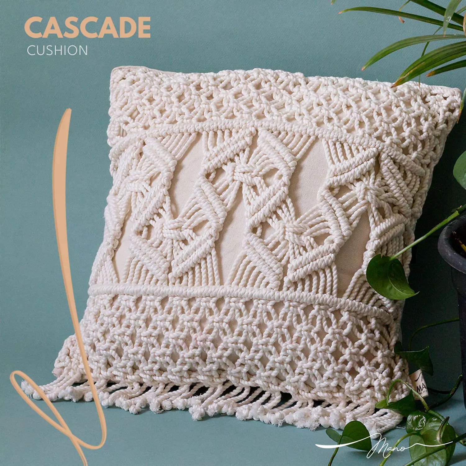 Cascade Cotton Macrame Cushion hover image