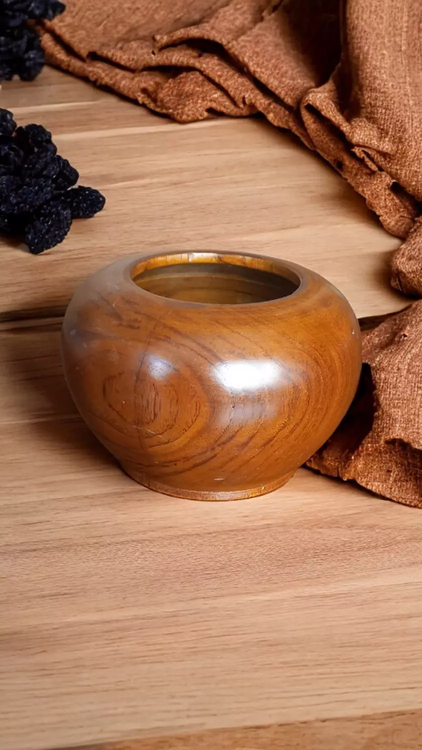 Wide Top Wood Vase hover image