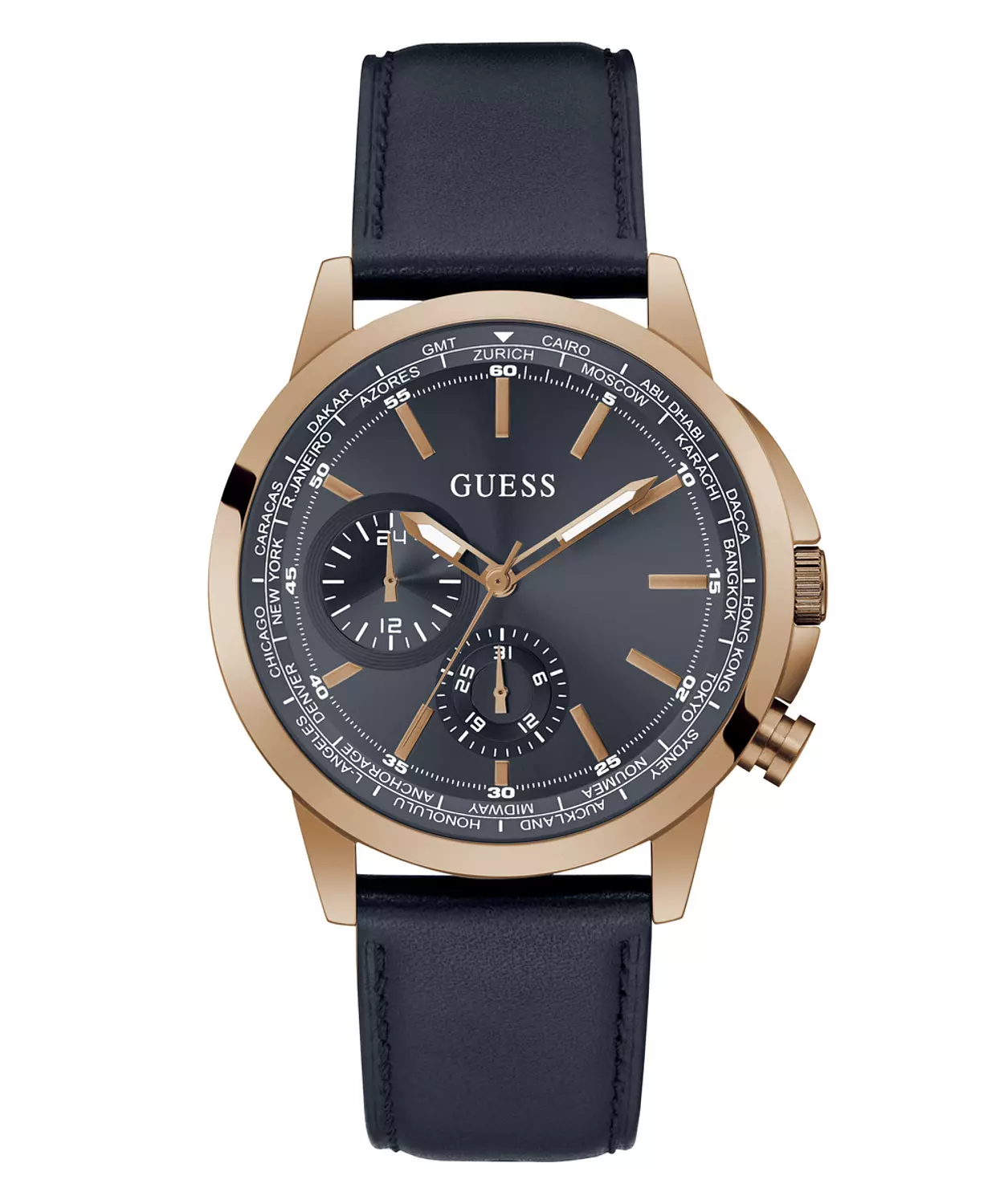 GUESS GW0540G2 ANALOG WATCH  For Men NavyGenuine Leather Smooth Strap  hover image