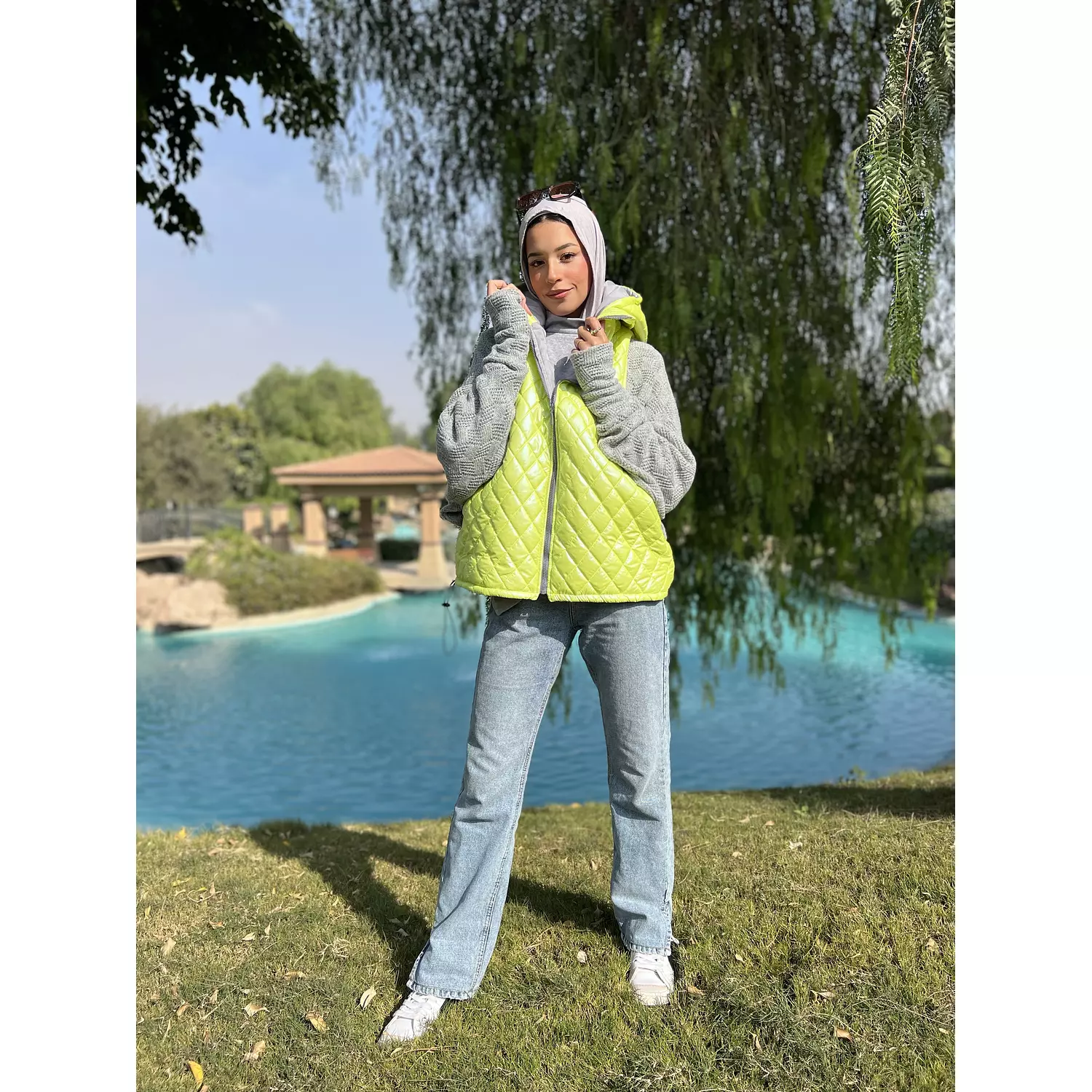 Neon/Grey wingy puffy jacket 7