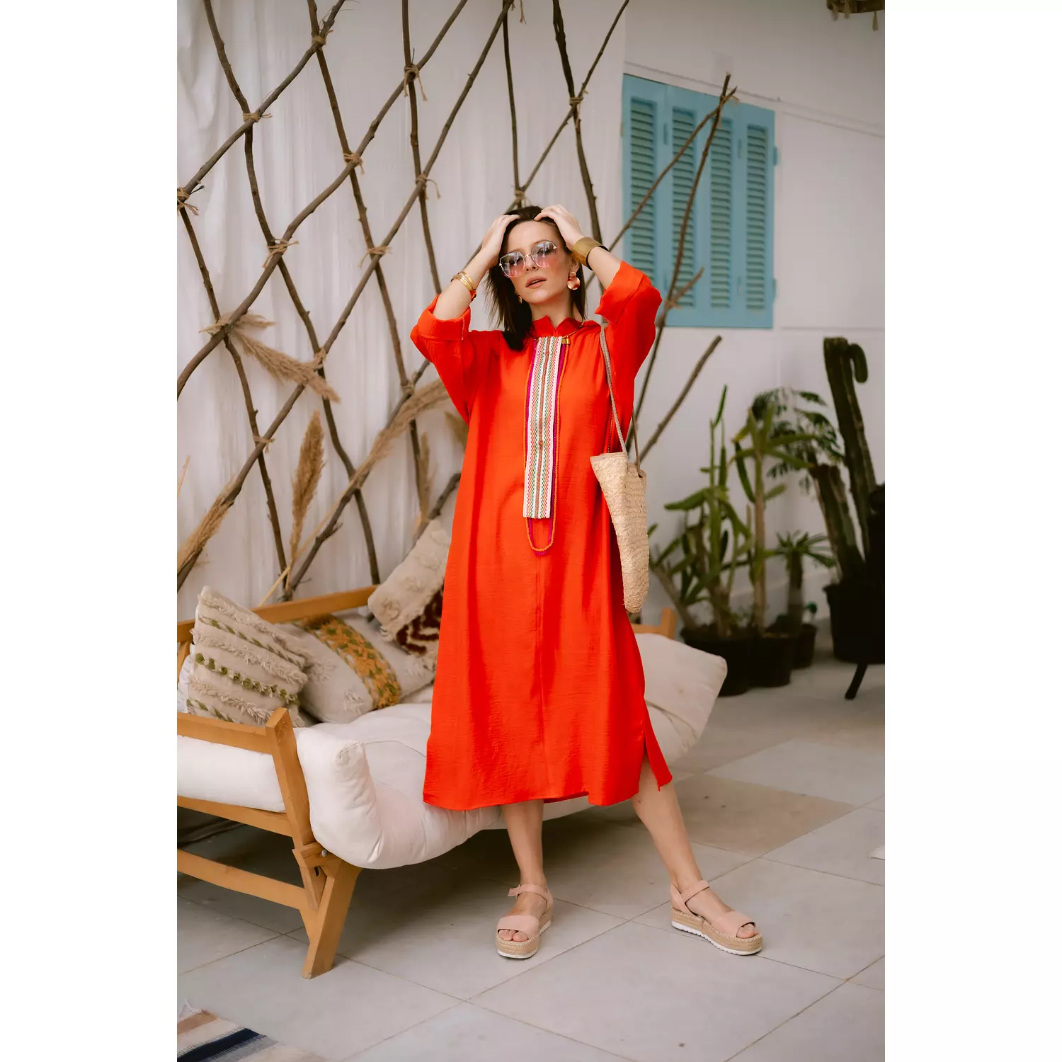 Orange linen dress 4