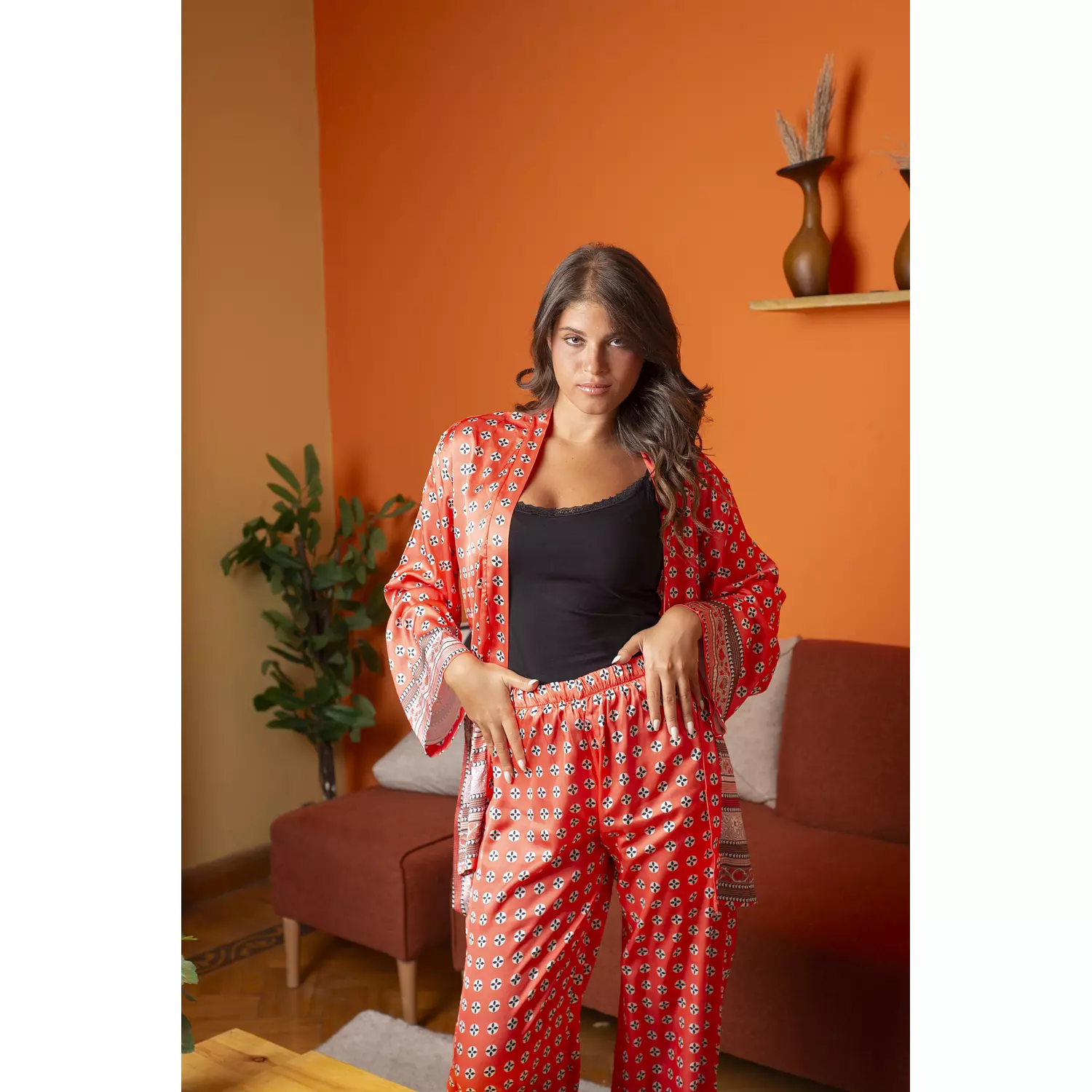 Van Clover Orange Kimono Set 3