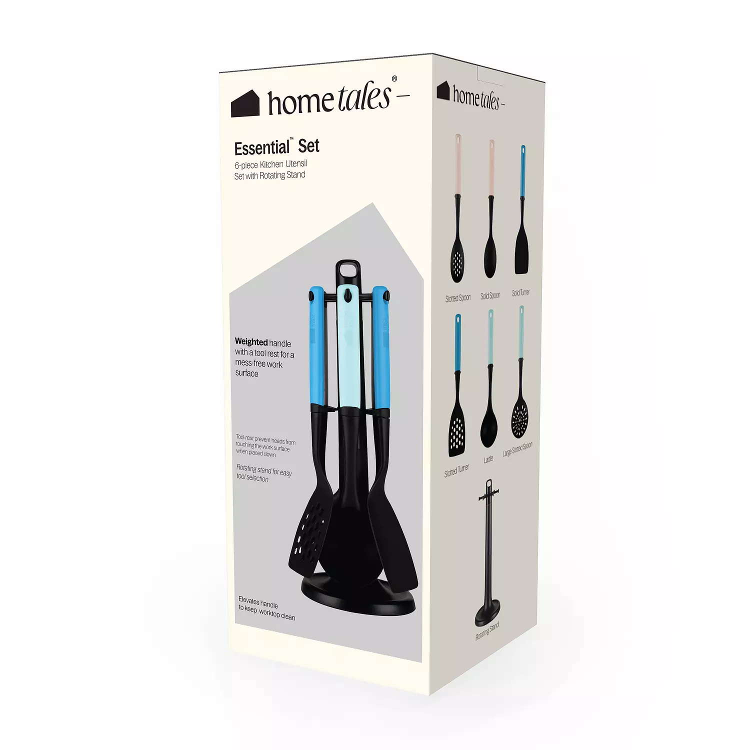 6 piece Essential™ Kitchen Utensil Set With Rotating Stand + (BLUE) hover image