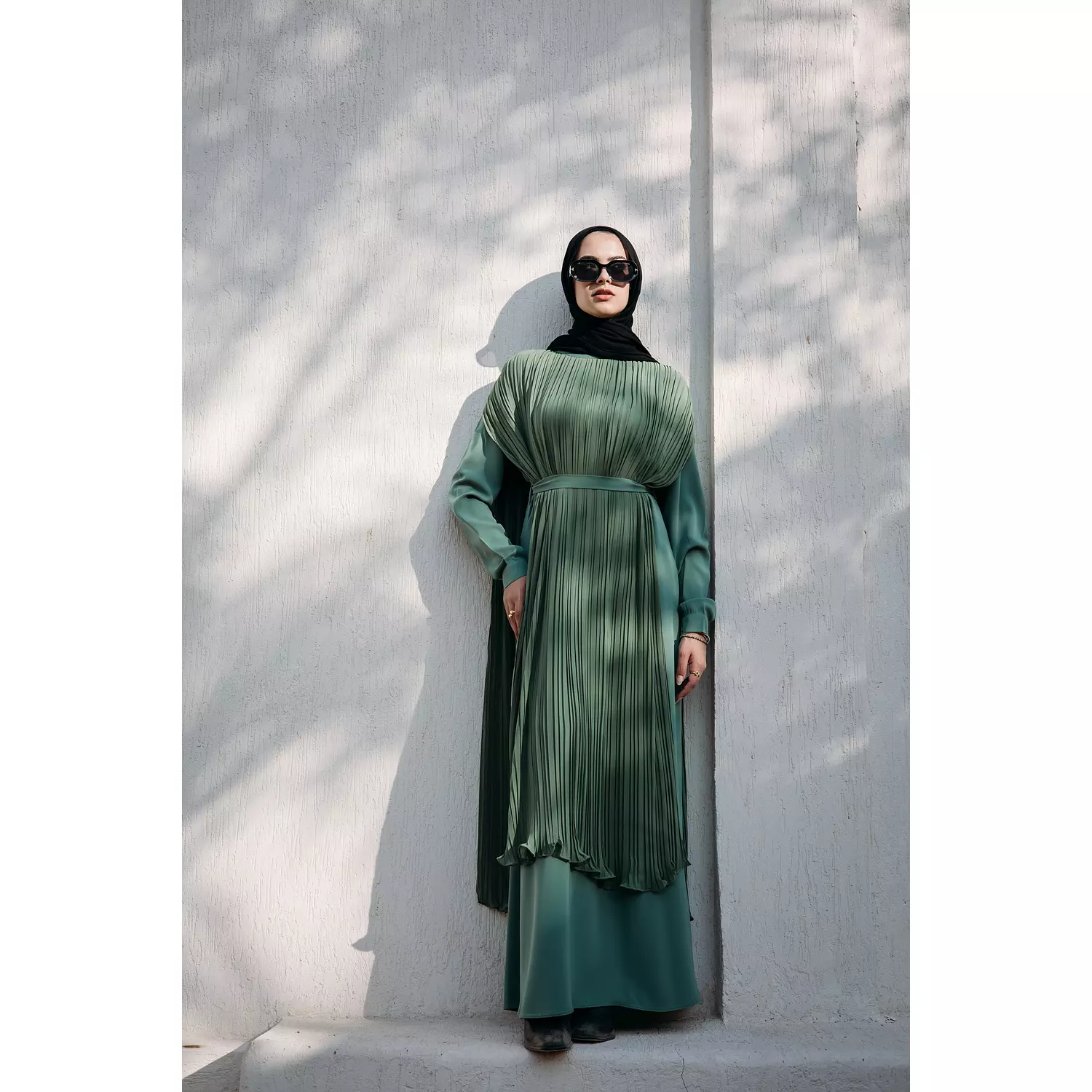 Pleated Cape in Mint Green 0