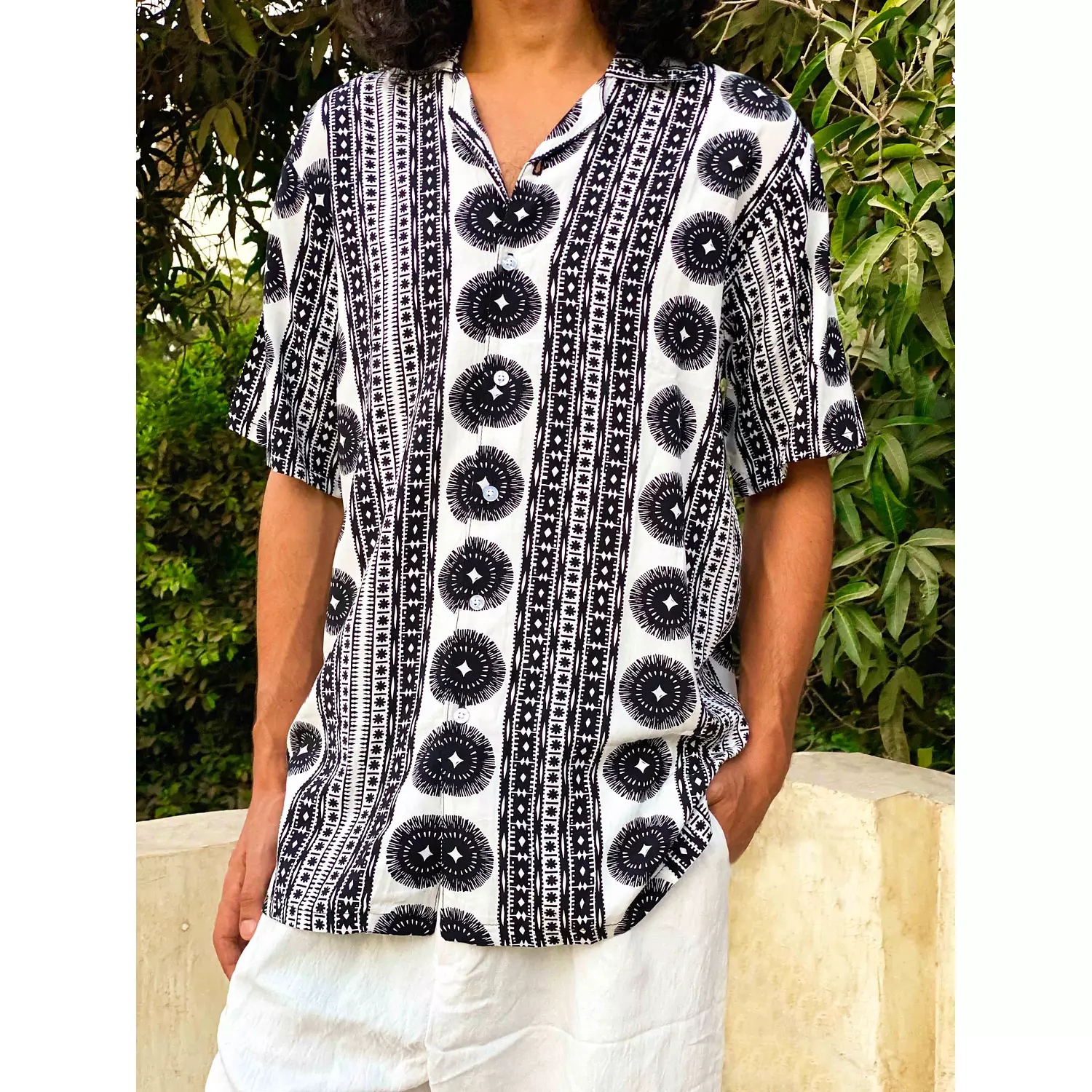 Loosefit Ethnic Patterned Viscose Shirt 2