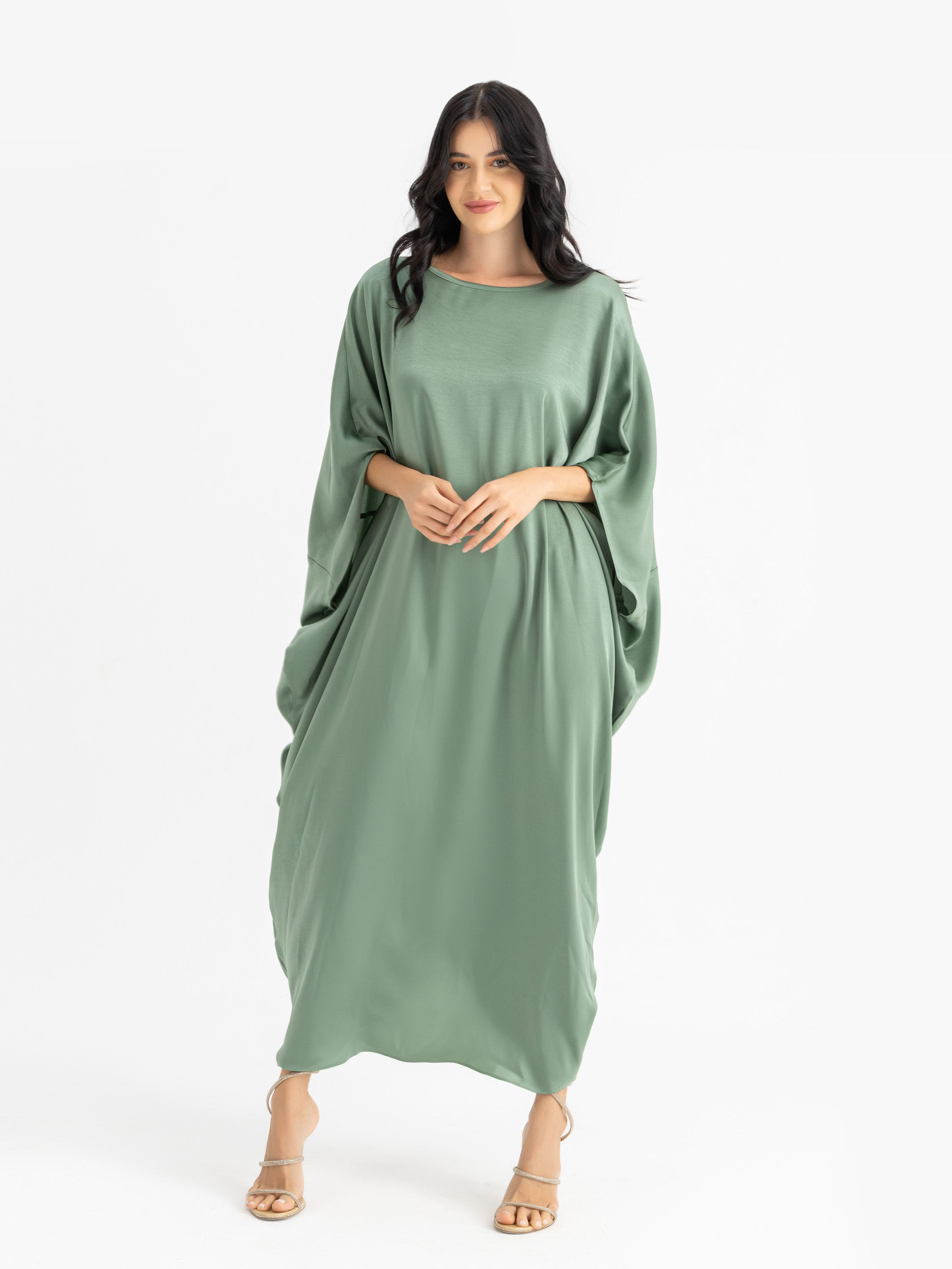 The KAMILIA gathered satin kaftan  2