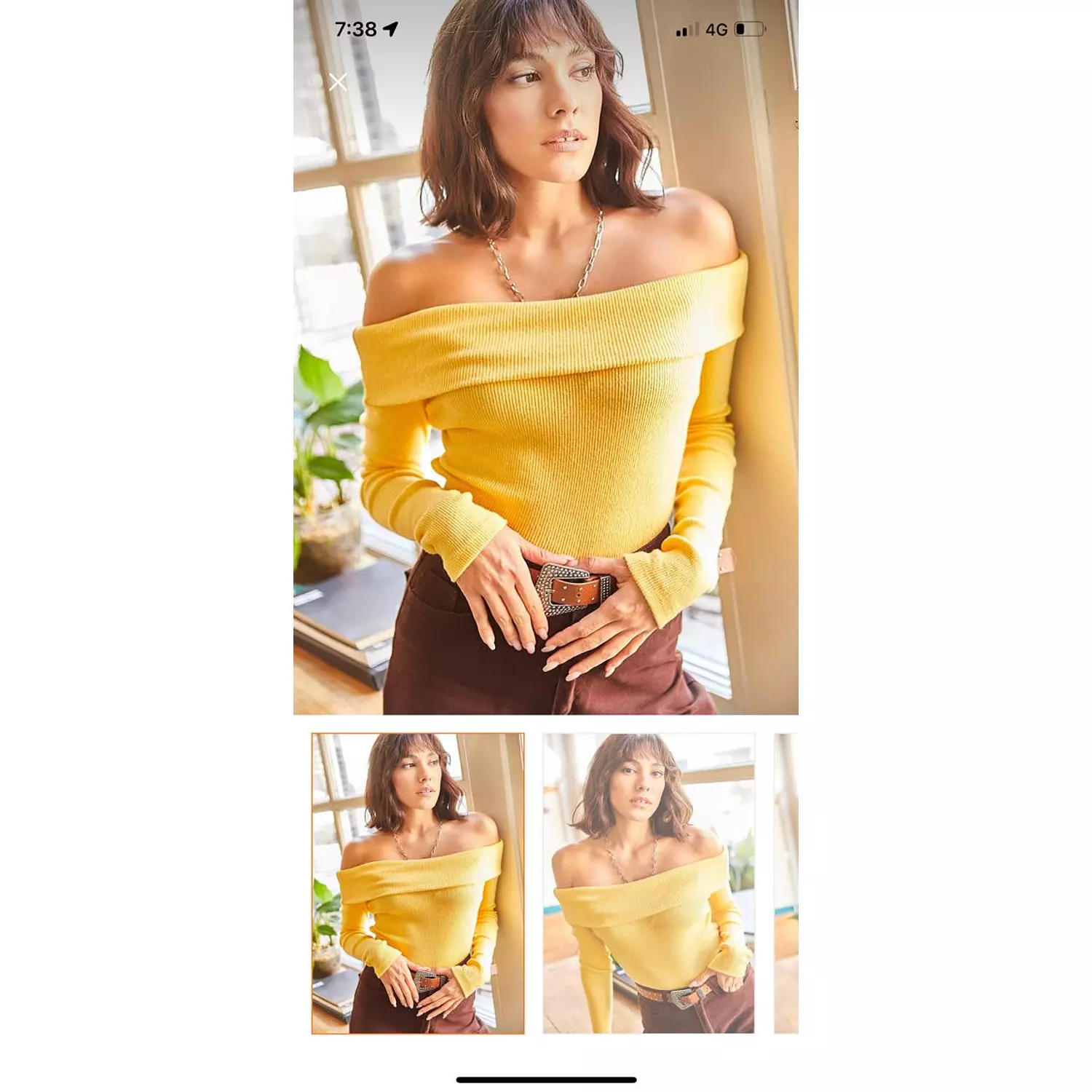 Women's Yellow Madonna Collar Camisole Blouse hover image